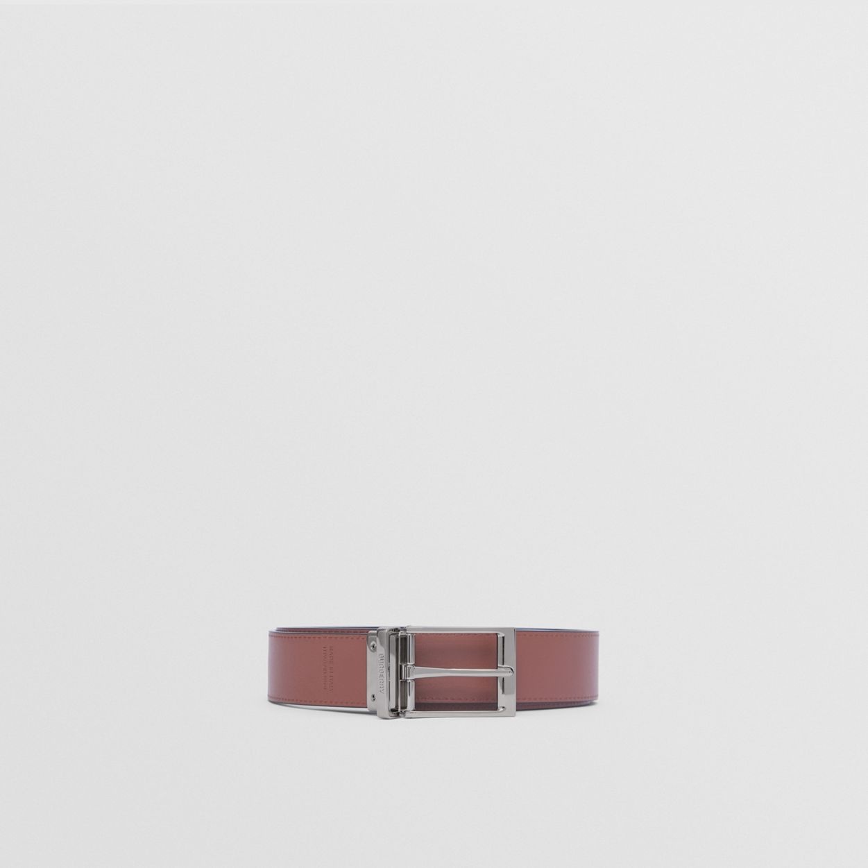 Reversible Embossed Check Leather Belt - 7