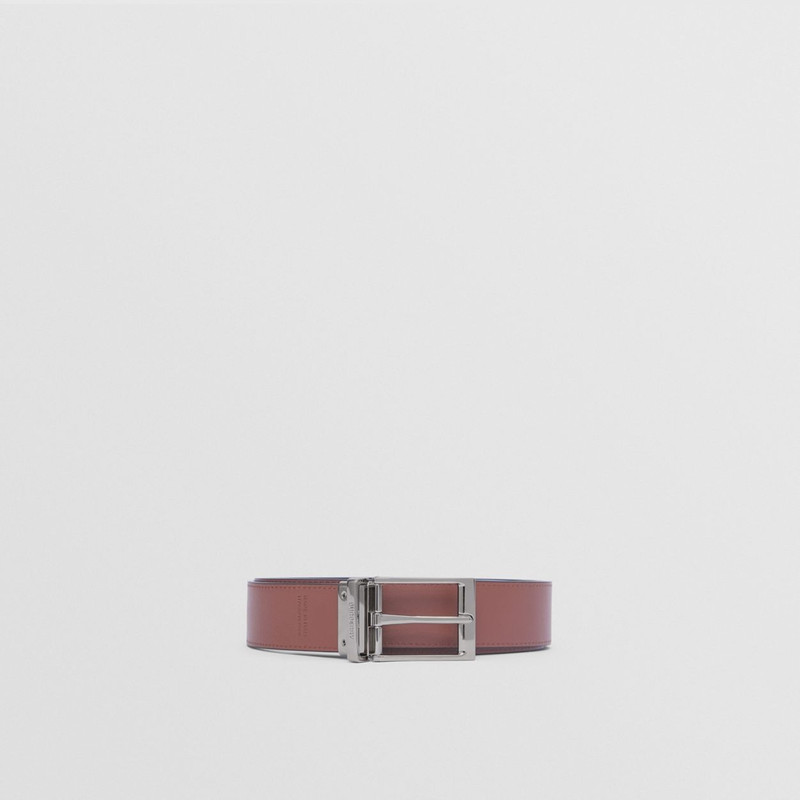 Reversible Embossed Check Leather Belt 7