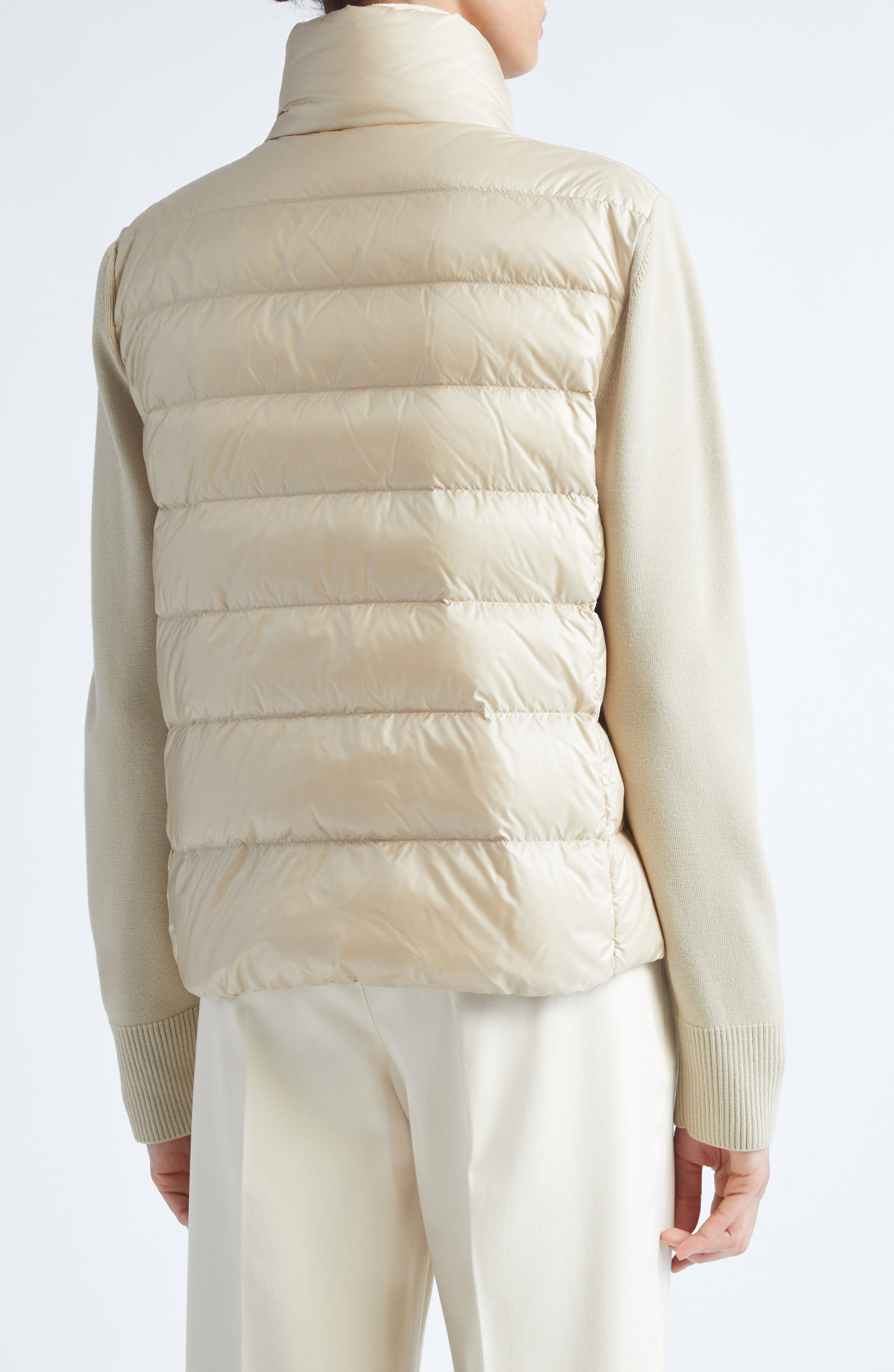 Moncler Wool Knit & Down Cardigan in Golden Sand at Nordstrom - 2
