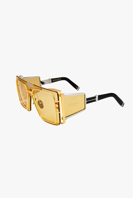 Gold-tone metal shield-shaped Wonder Boy sunglasses - 2