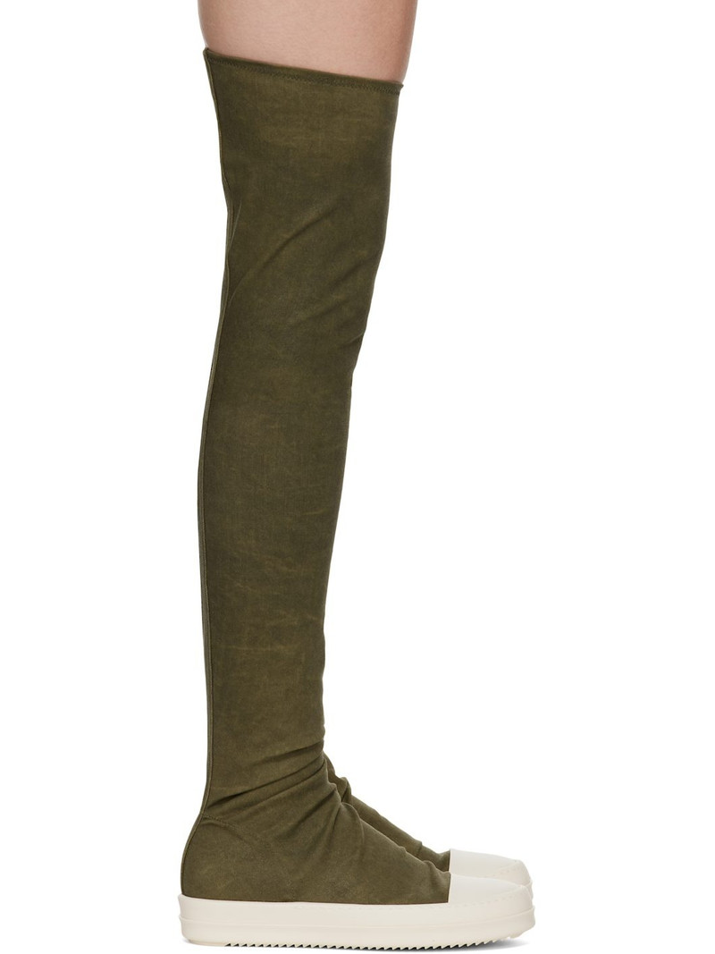 Khaki Porterville High Sock Sneaks Tall Boots 1