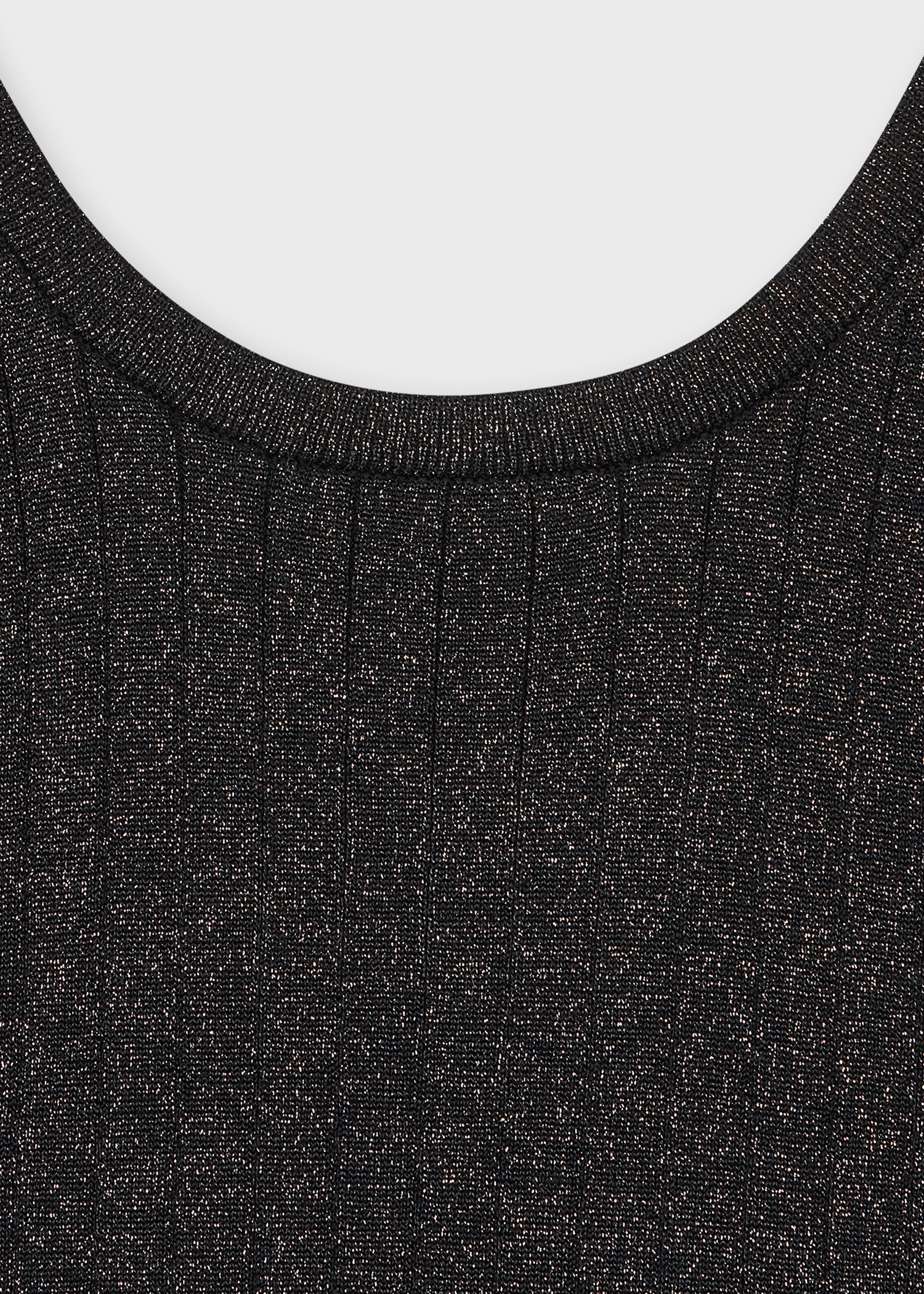 Women's Black Knitted Glitter Vest Top - 2