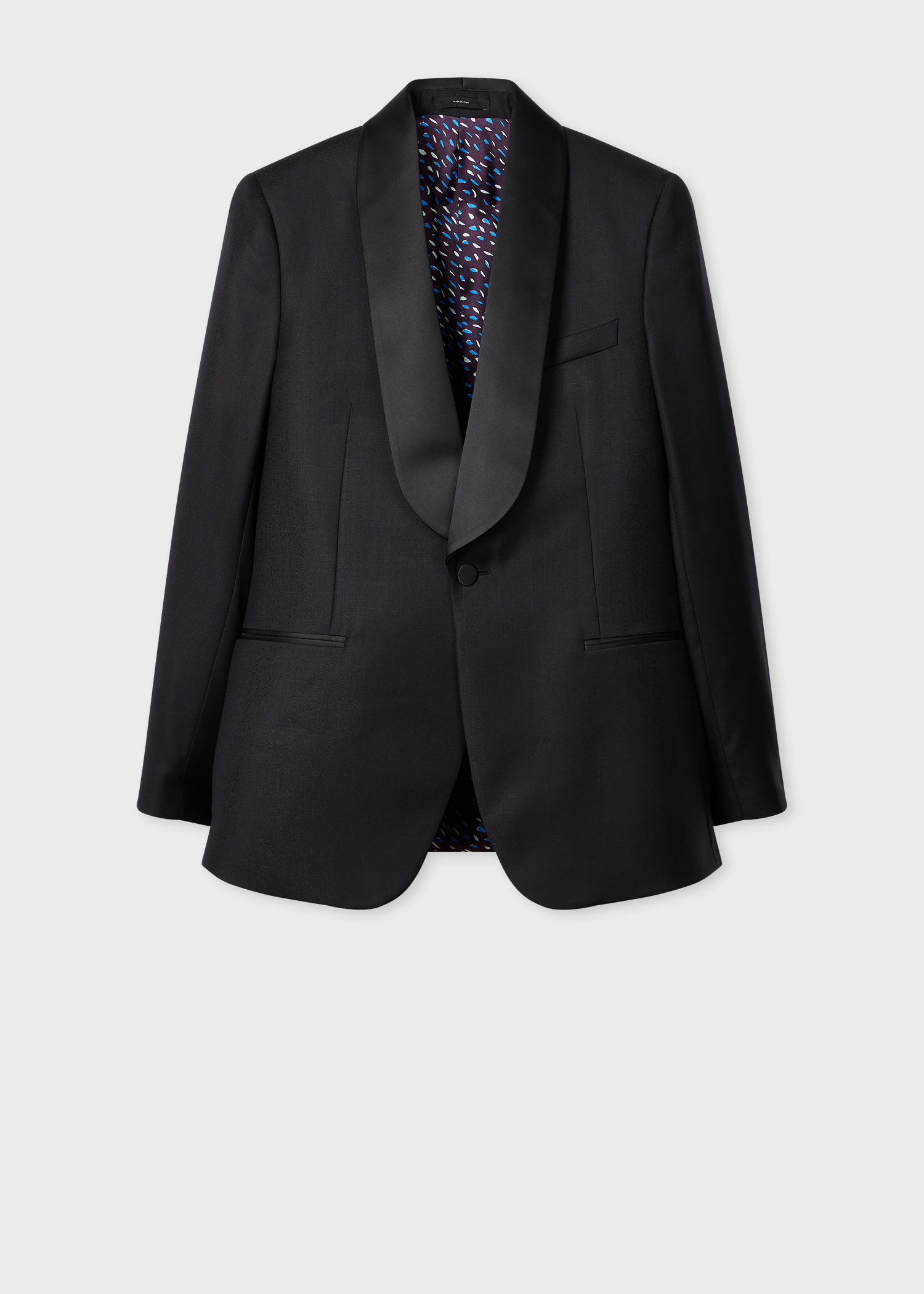 Black Wool-Silk Jacquard Evening Blazer - 1