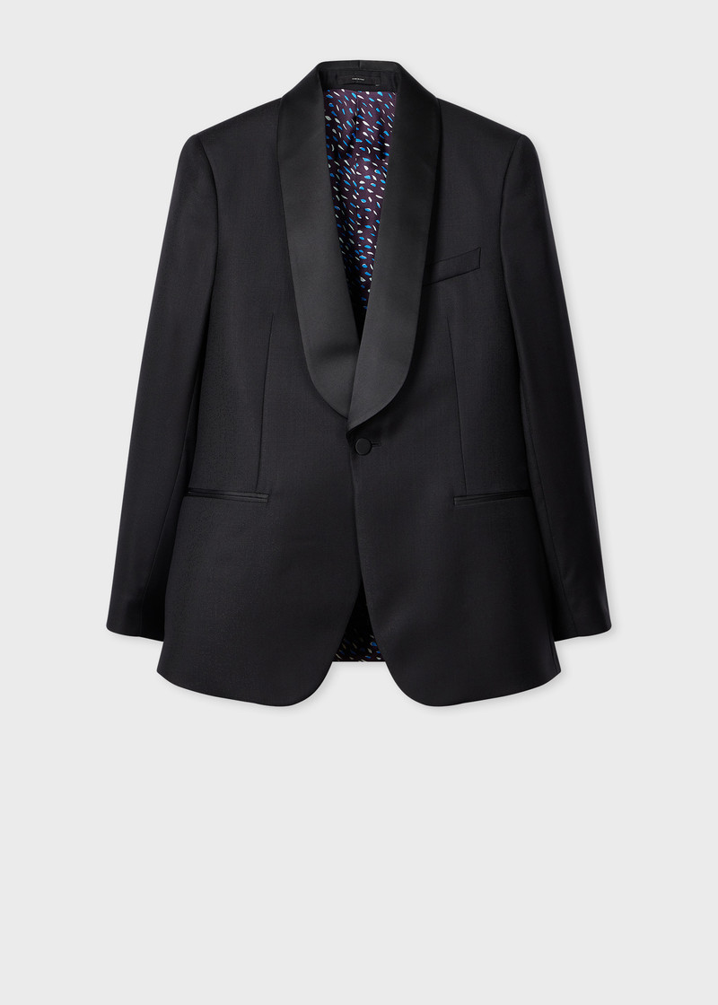 Black Wool-Silk Jacquard Evening Blazer 1