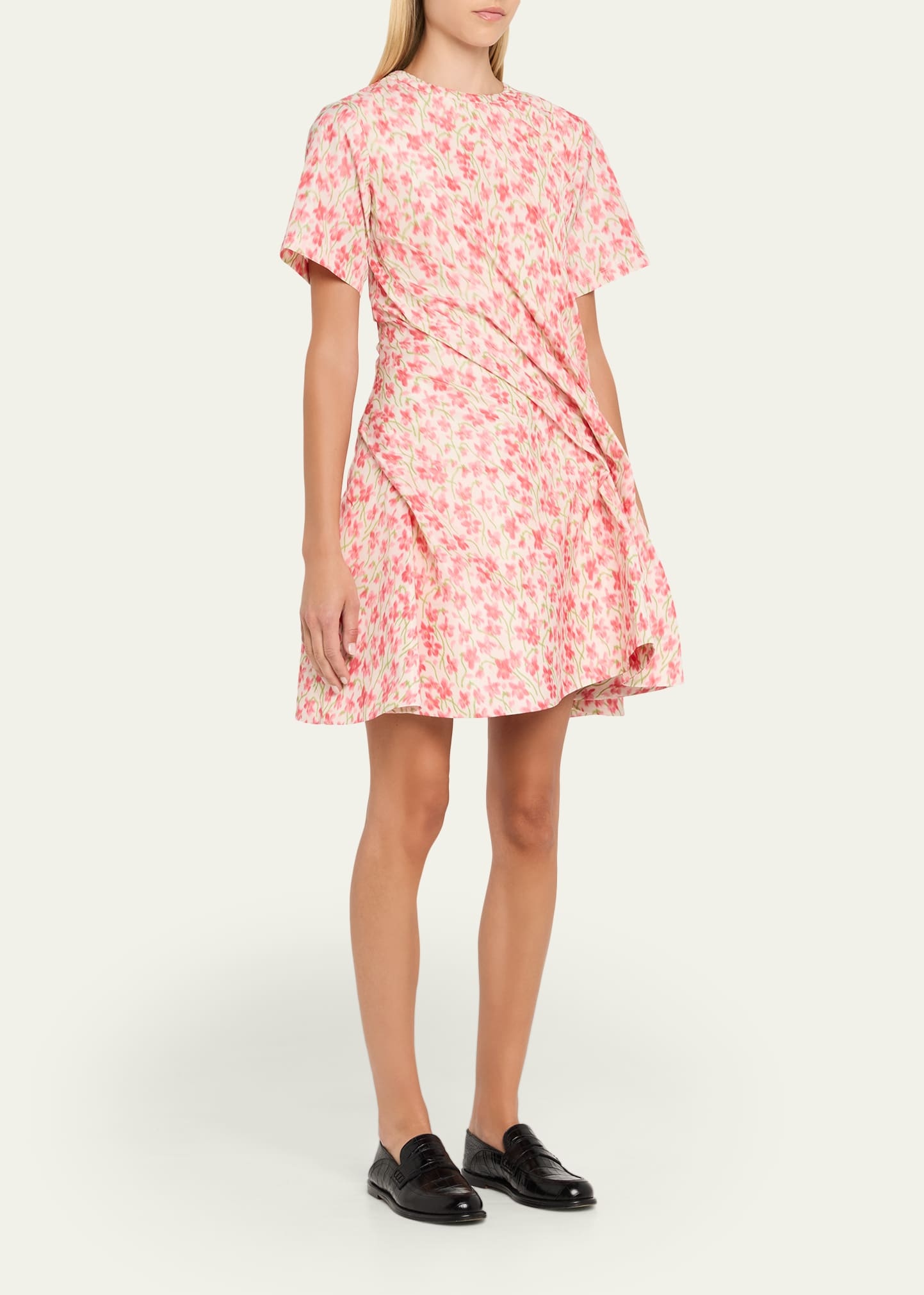Floral-Print Short-Sleeve Twisted Mini Dress - 3