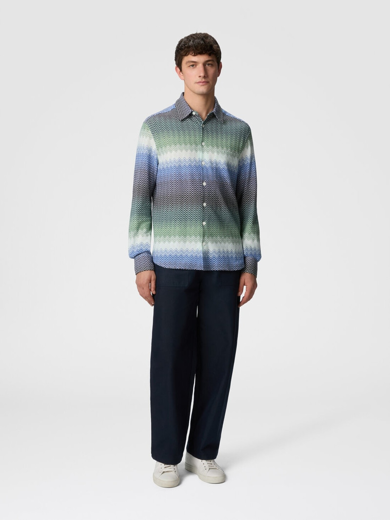 Missoni Gradient zig zag cotton knit shirt with breast pocket outlook