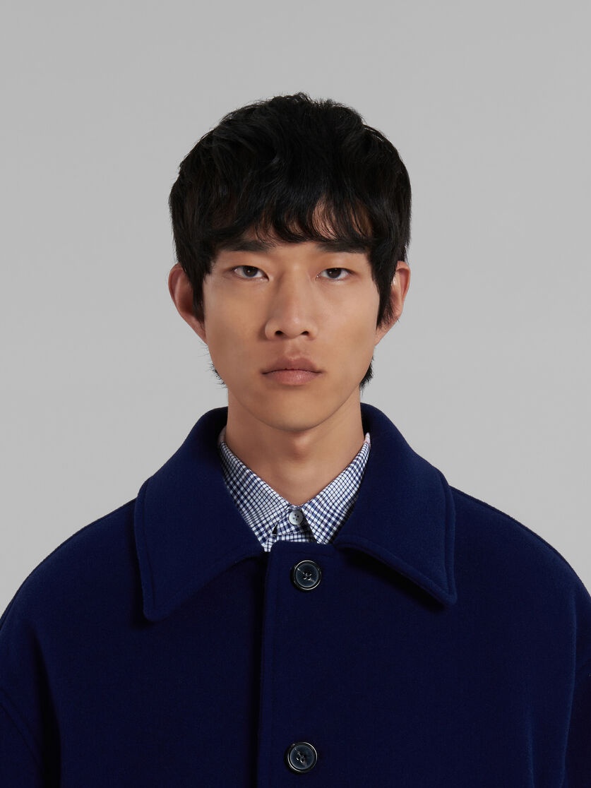 BLUE WOOL FELT CABAN COAT - 4
