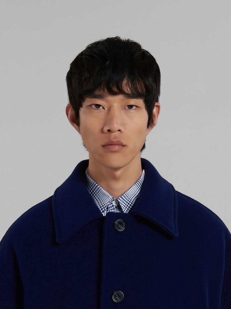 BLUE WOOL FELT CABAN COAT 4