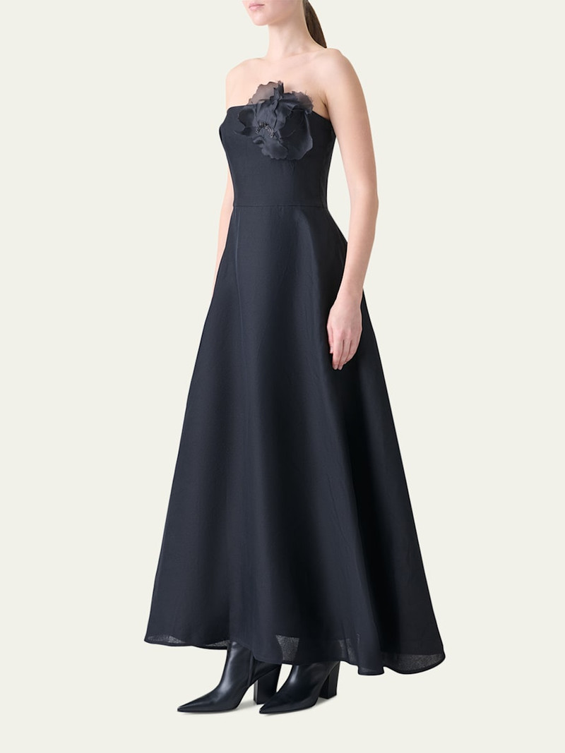 AKRIS Flower Corsage Strapless Organza Gown outlook