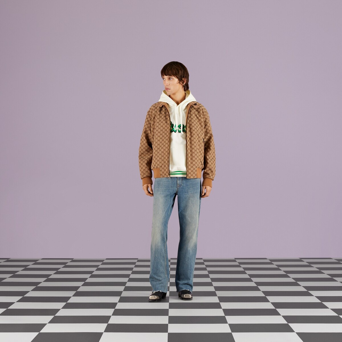 Leather and GG canvas reversible jacket - 2