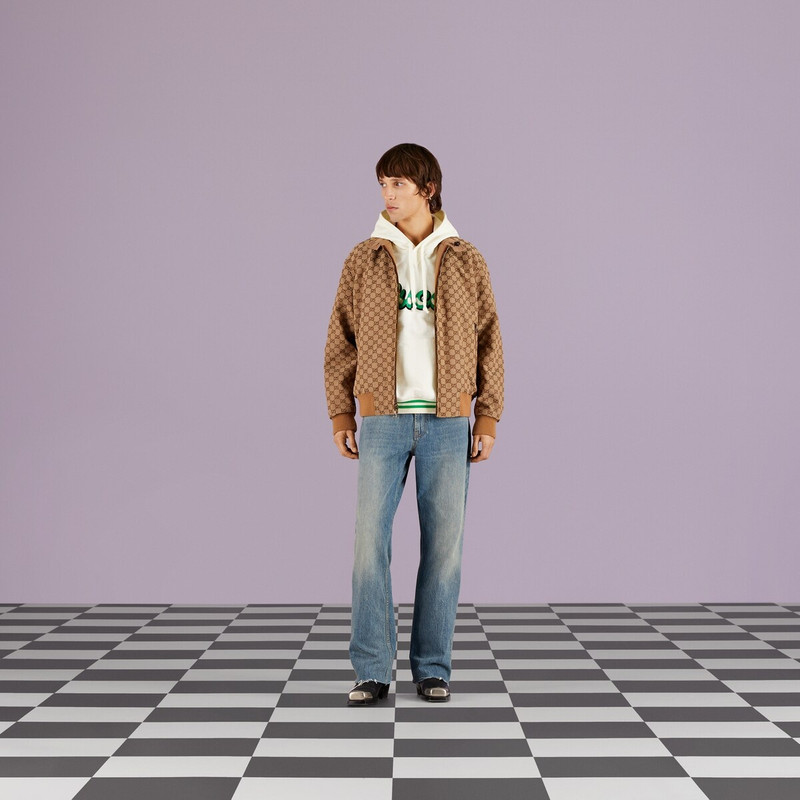 GUCCI Leather and GG canvas reversible jacket outlook