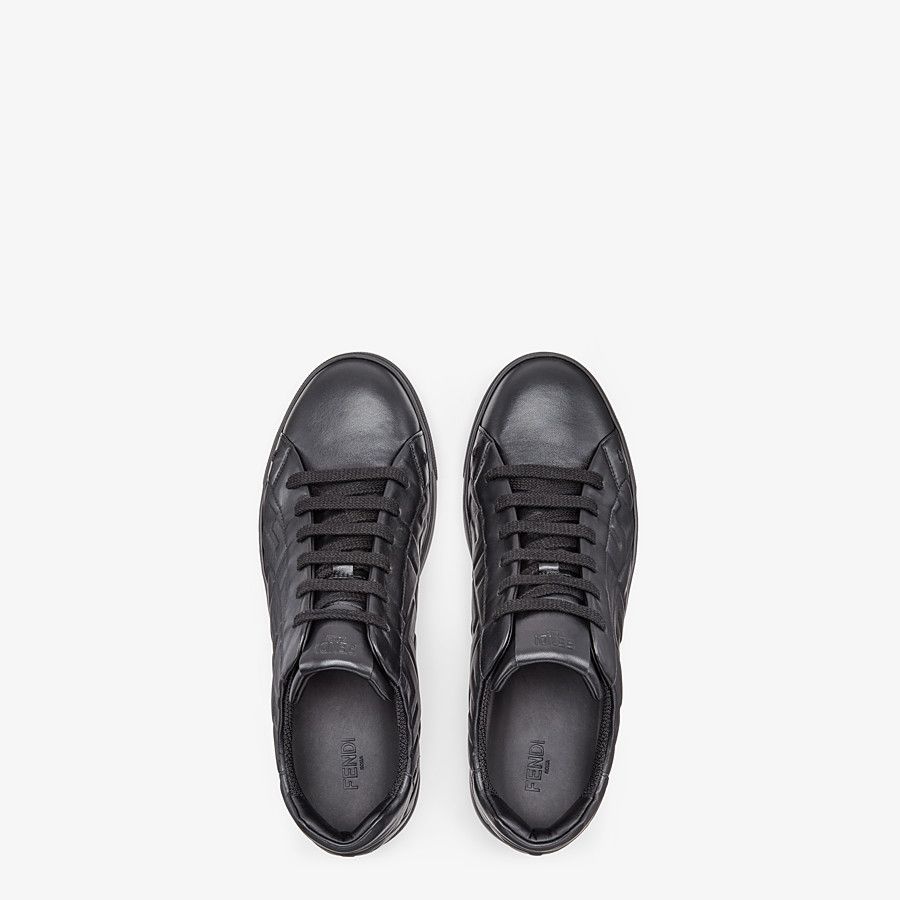 Black leather low-tops - 4