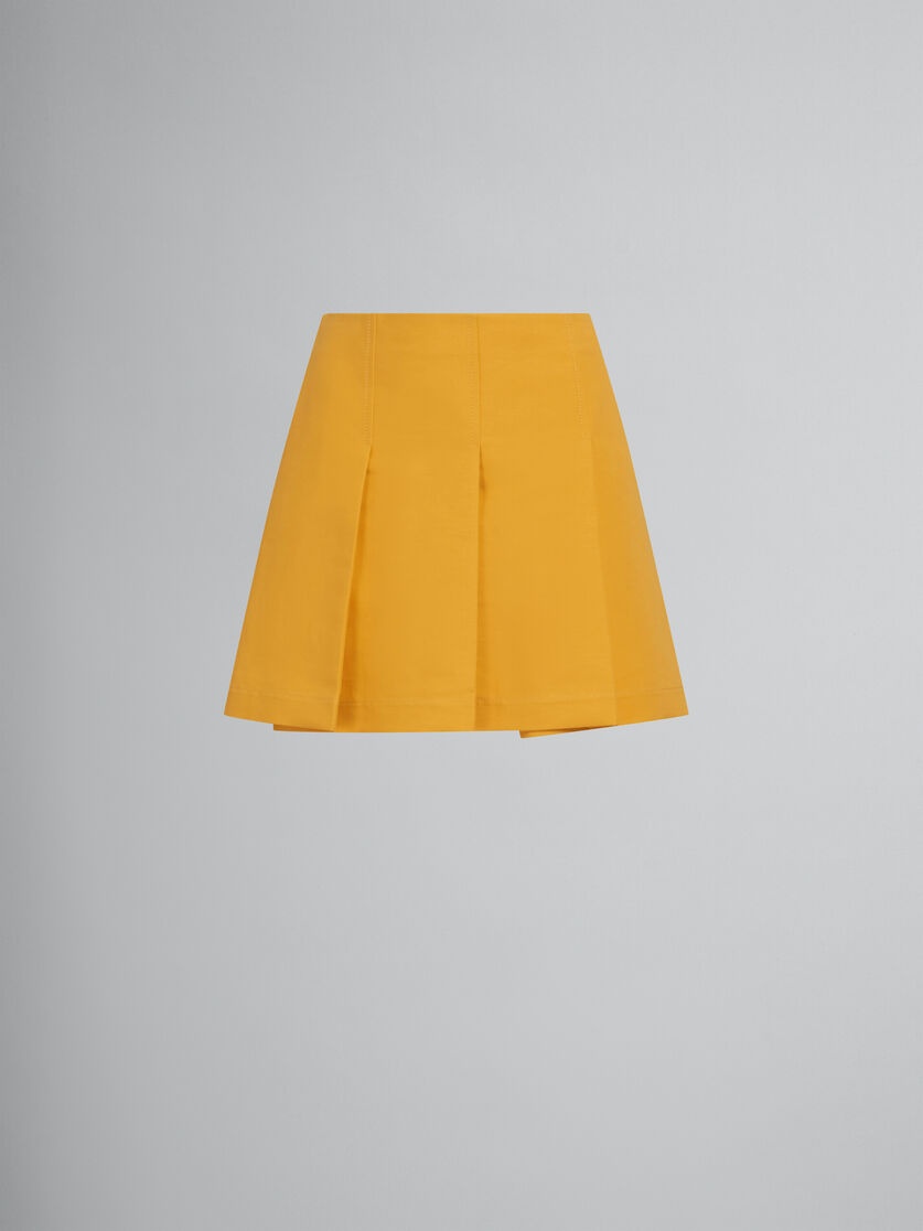 ORANGE CADY MINI SKIRT WITH WIDE PLEATS - 1