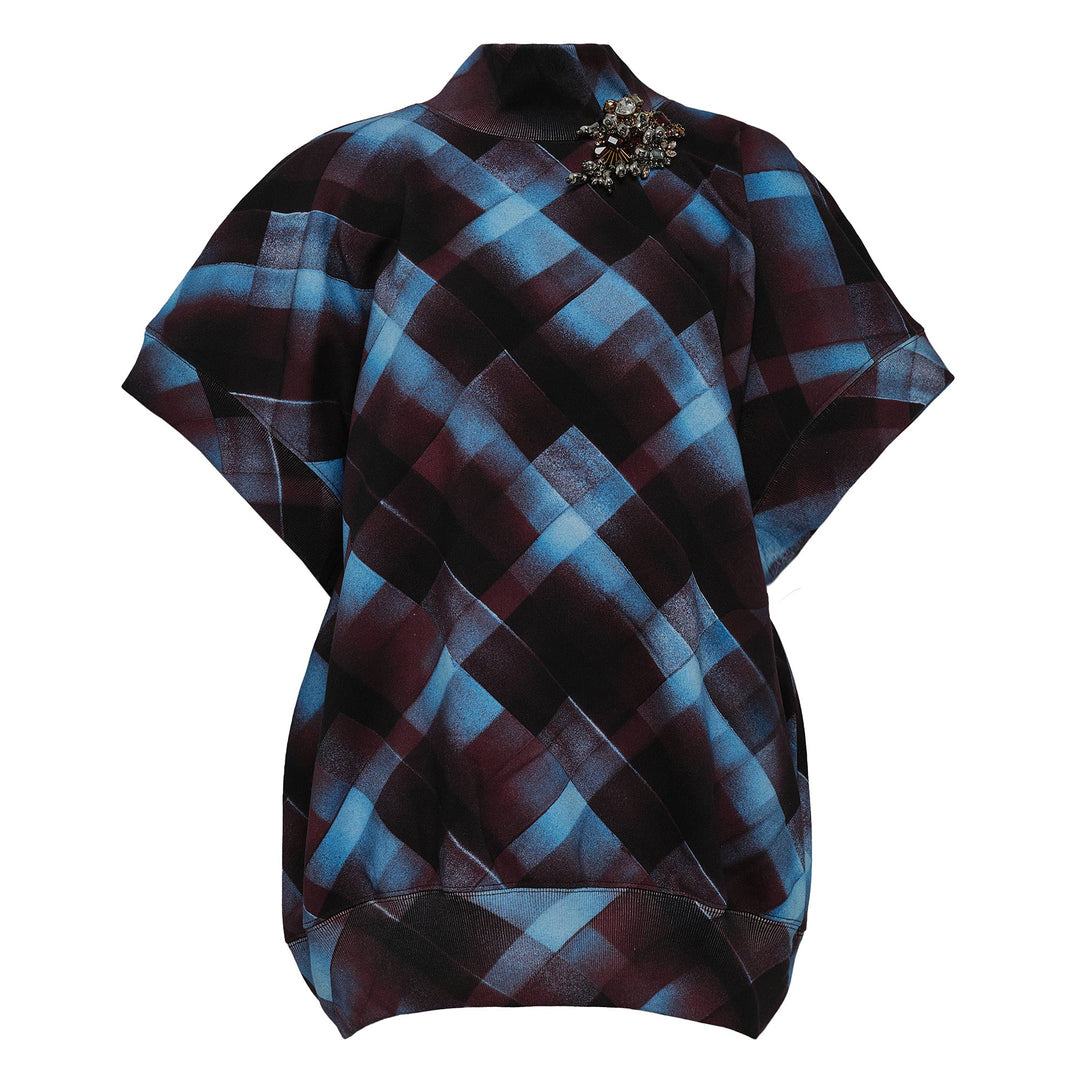 Funnel Neck Short Sleeve Sweatshirt - 1