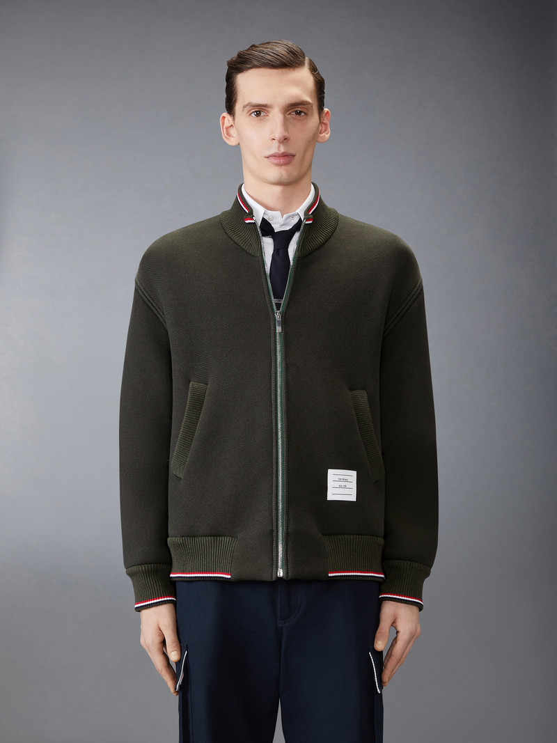 Thom Browne LOOPBACK OVERSIZED RWB STRIPE JACKET outlook