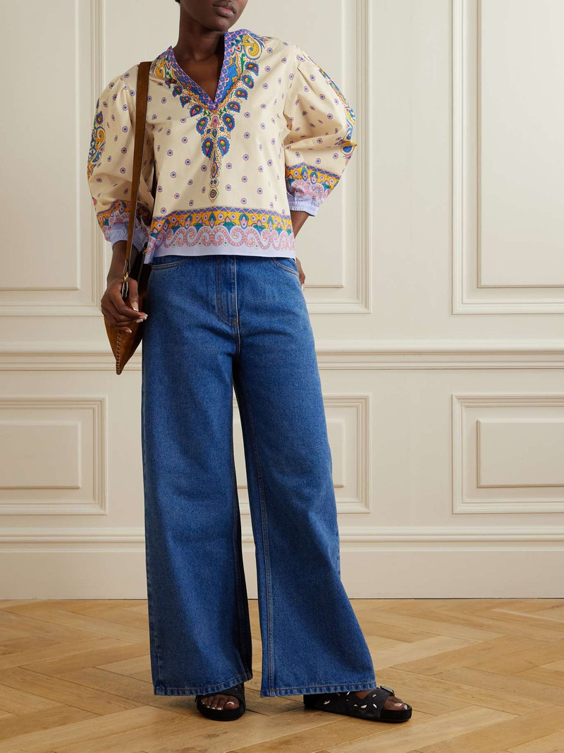 Etro Printed cotton blouse Cream outlook