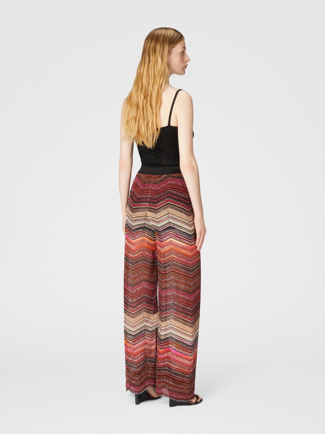 Palazzo chevron lamé trousers with sequins - 3