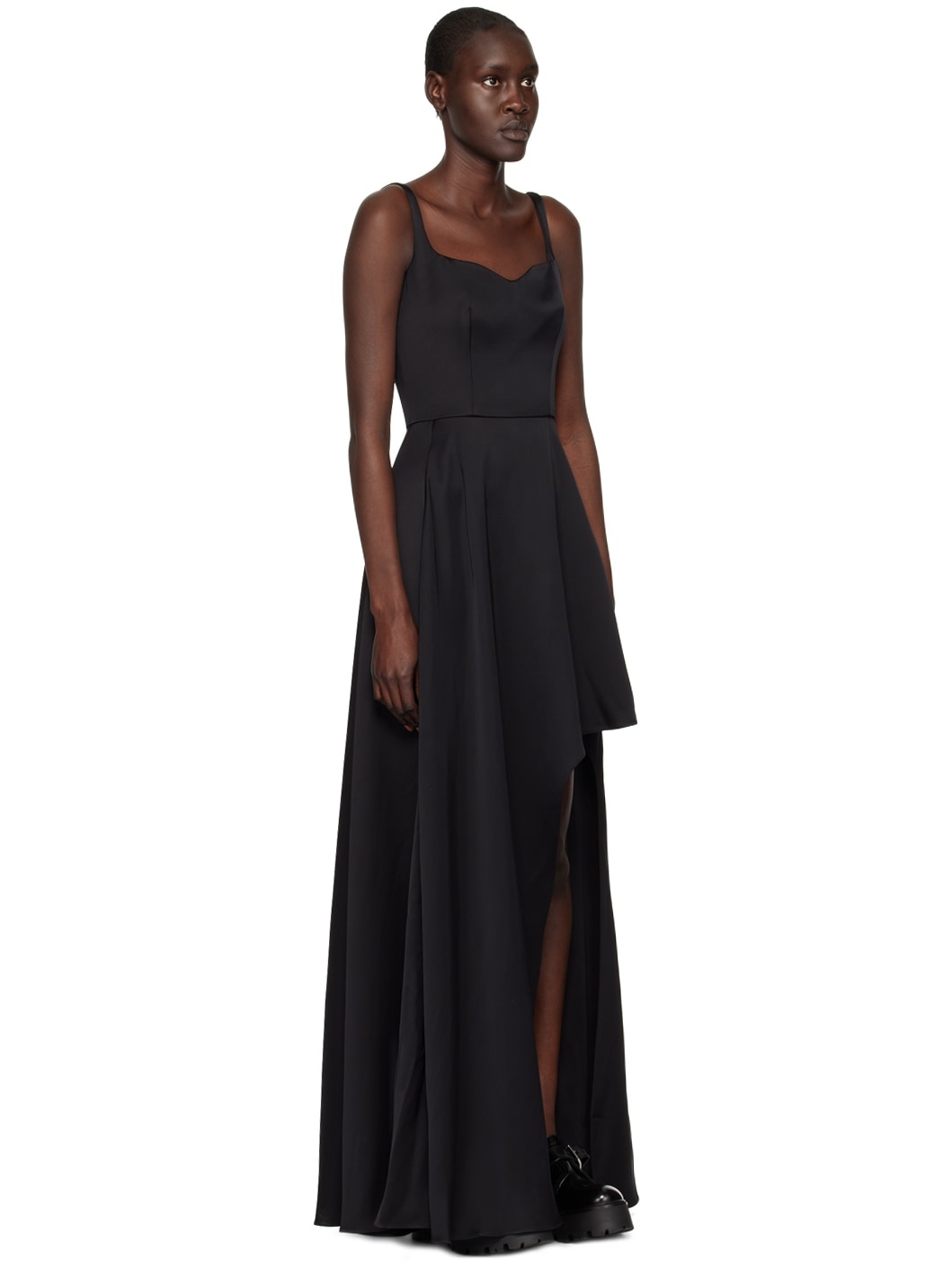 Black Asymmetric Maxi Dress - 2