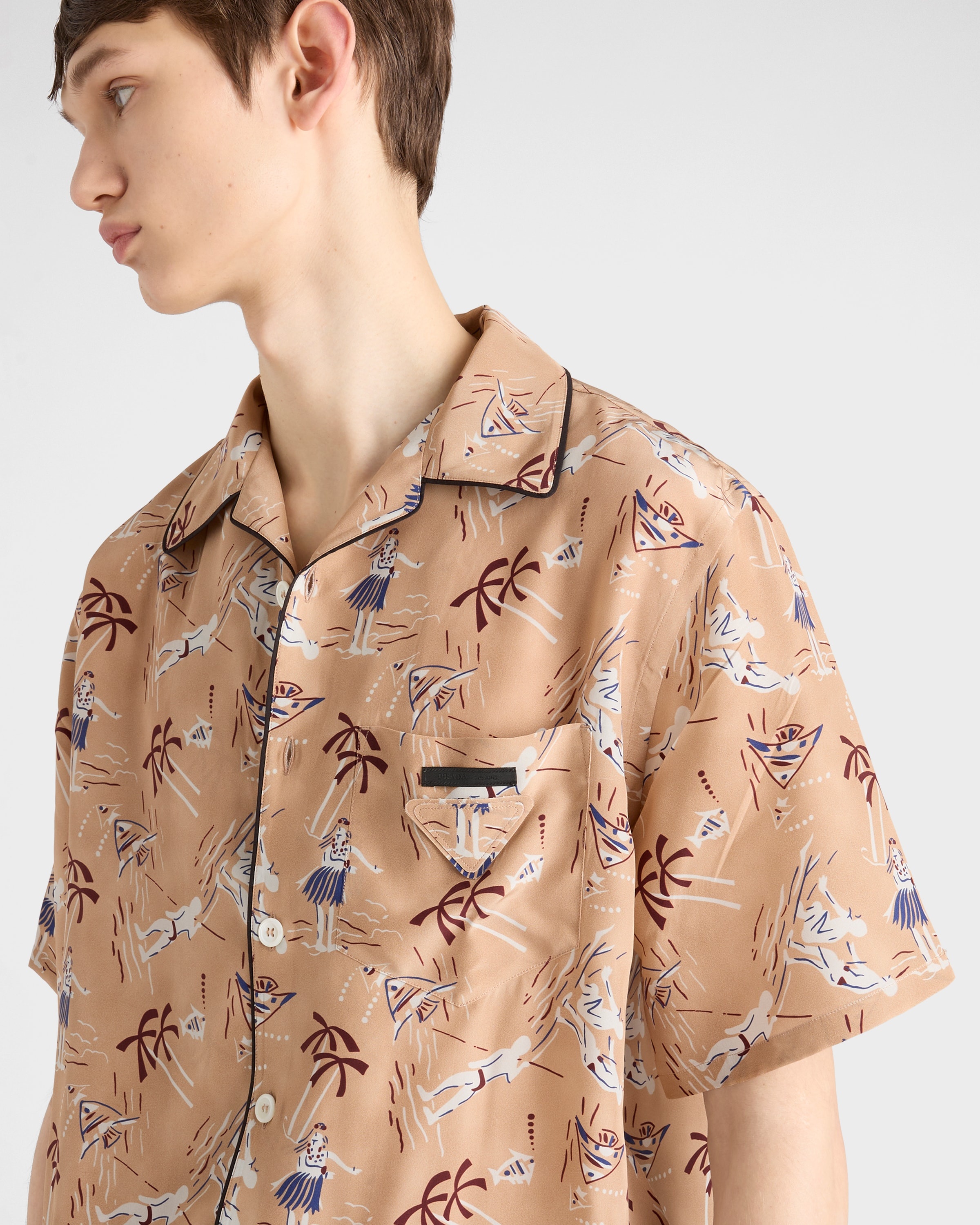 Printed silk blend bowling shirt - 3