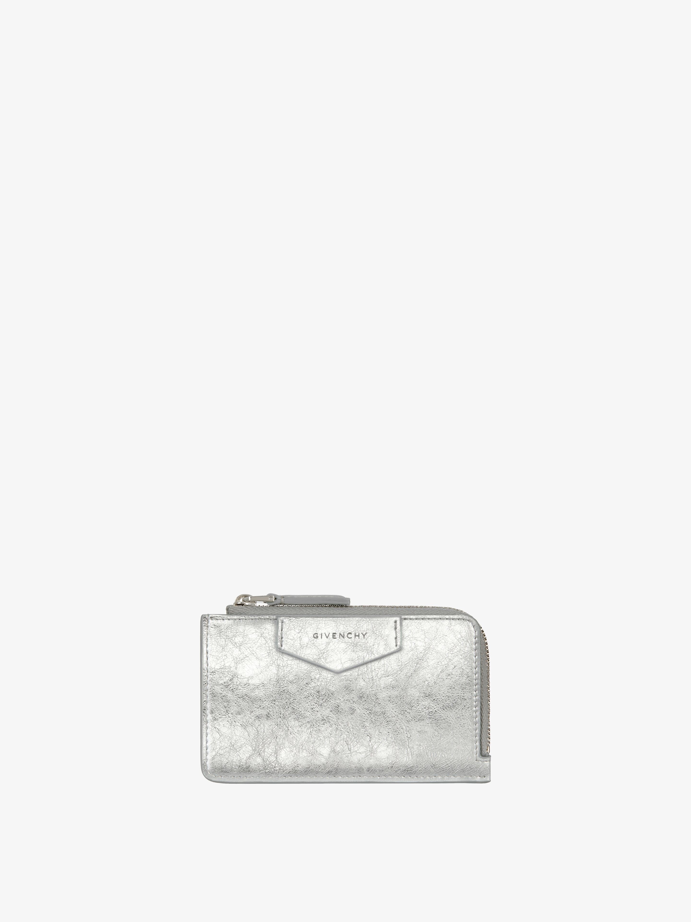 ANTIGONA ZIPPED CARD HOLDER IN LAMINATED LEATHER - 1