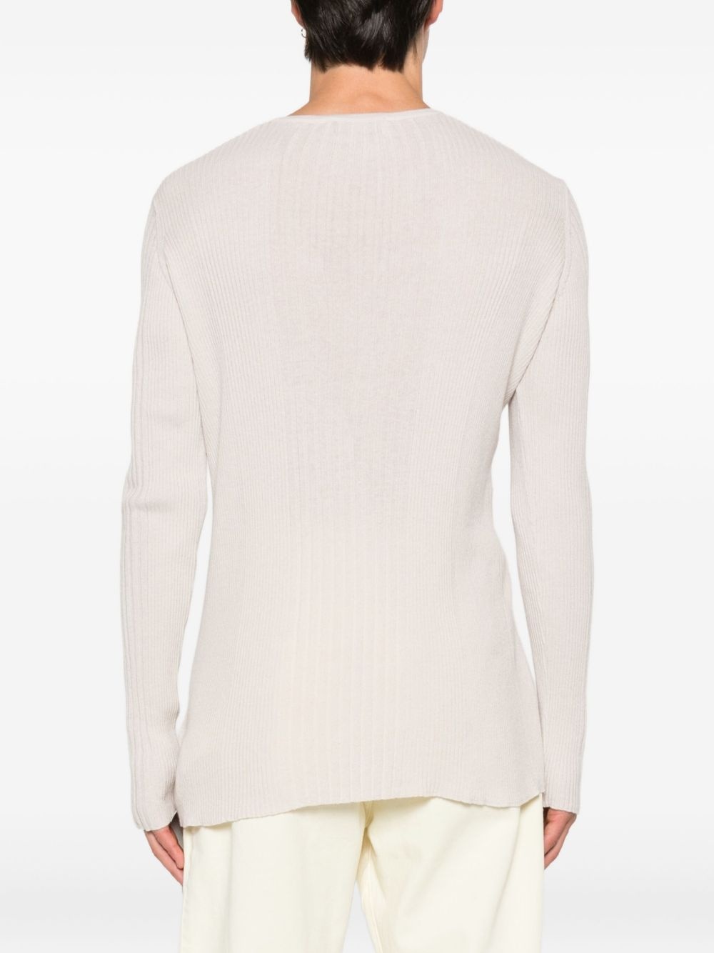 ribbed button-placket sweater - 4