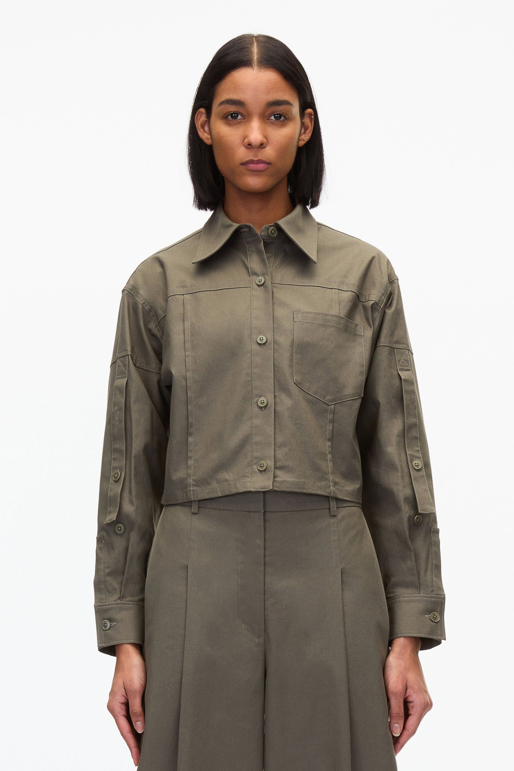 Cropped Convertible Shirt Jacket - 3