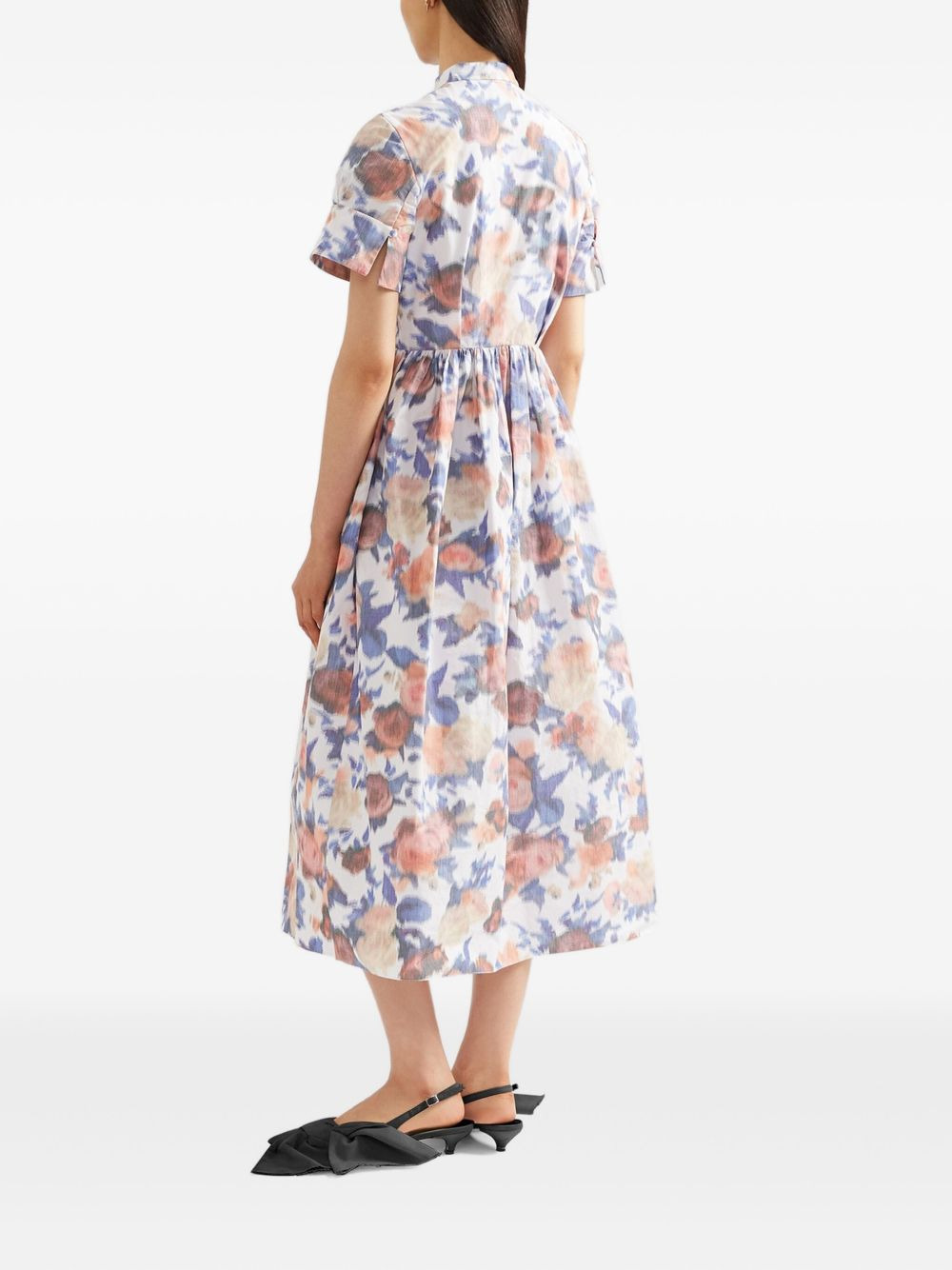 floral-print short-sleeve midi dress - 3