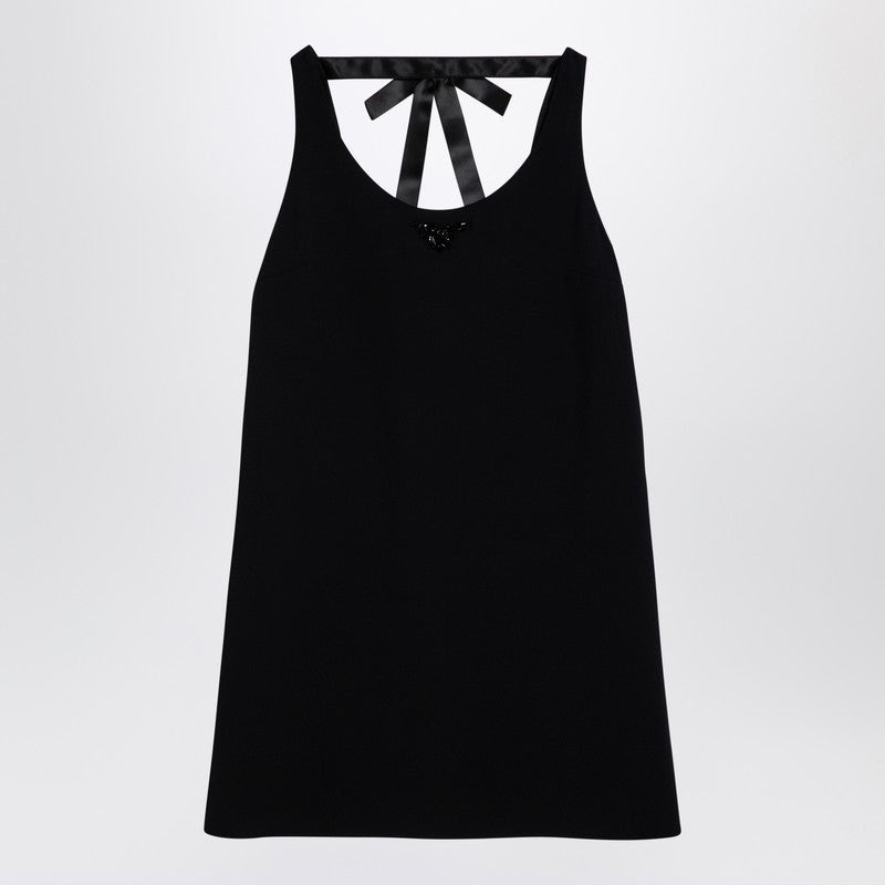 ワンピース PRADA BLACK VELVET MINI DRESS WITH BOWS Prada Prada Black Velvet Mini Dress With Bows Women