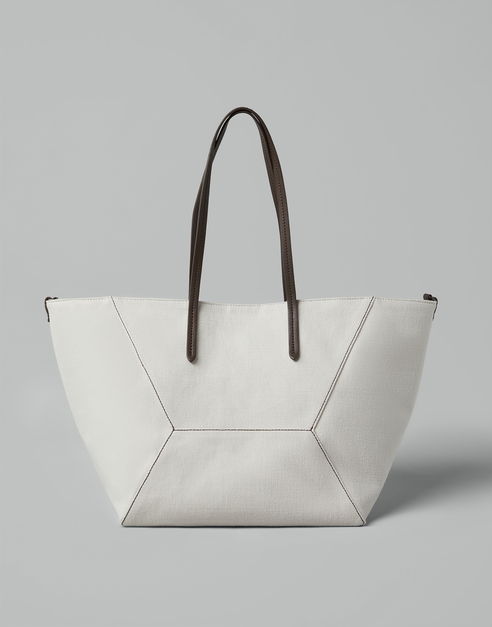Cotton and linen canvas shopper bag with monili - 1