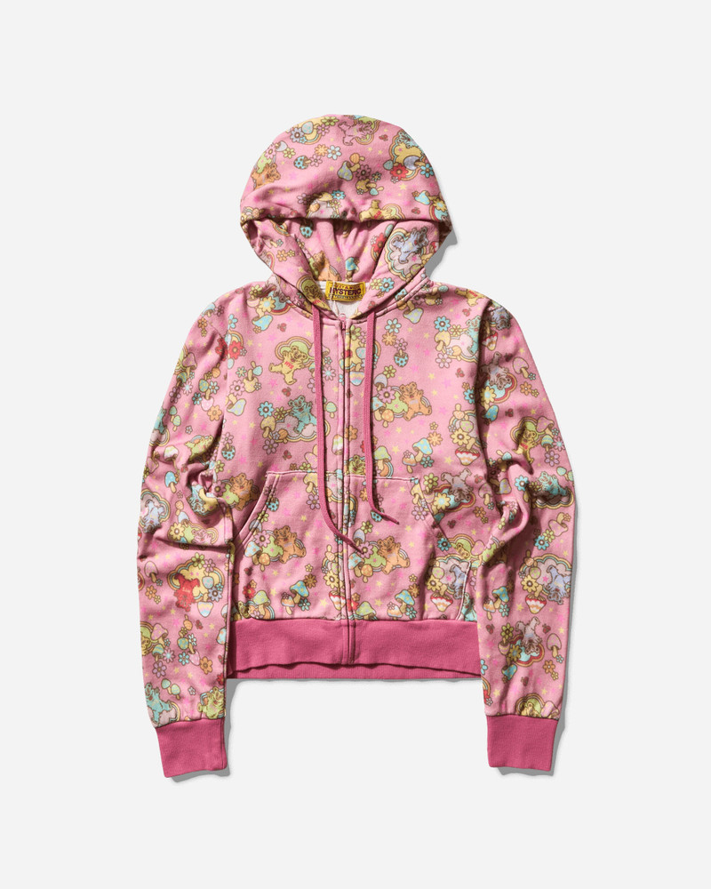 Women's Fire Bear Dream Pattern Zip Hoodie Pink 1