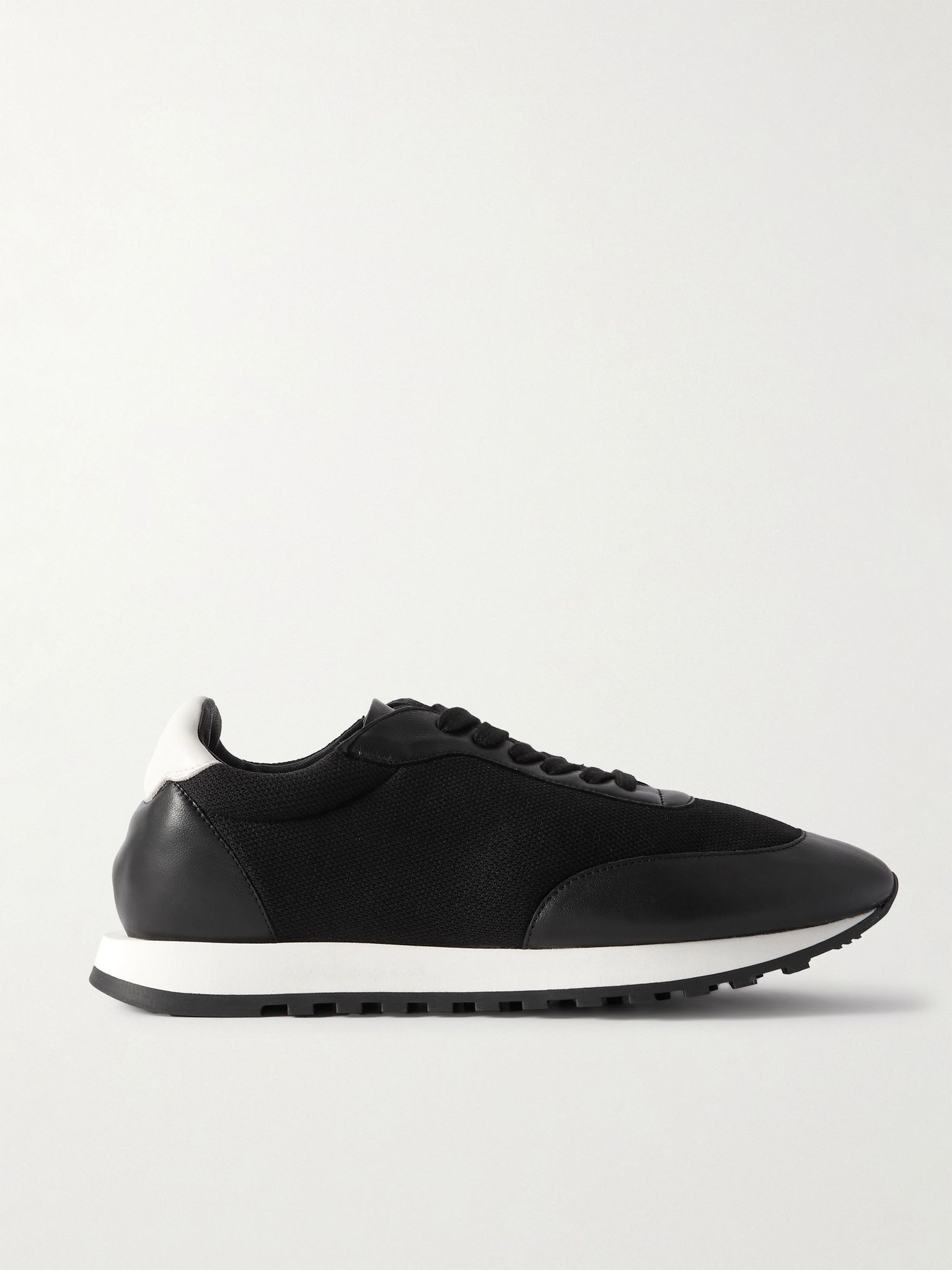 Owen Runner leather and mesh sneakers Black - 1