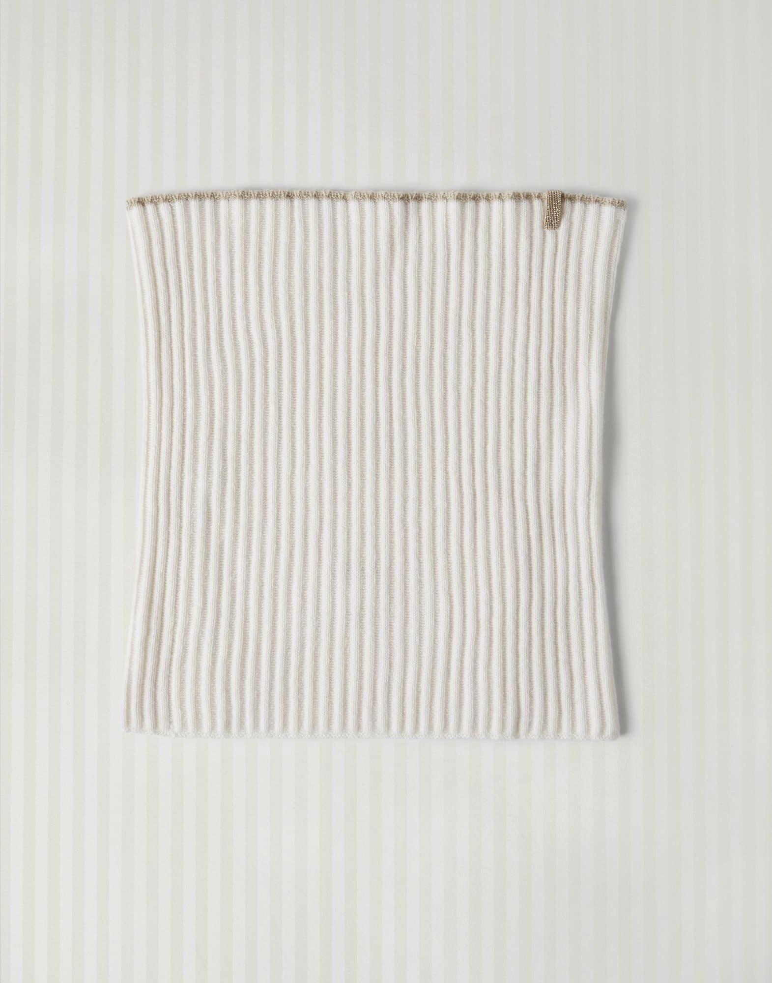 Cashmere rib knit neck warmer with monili - 1