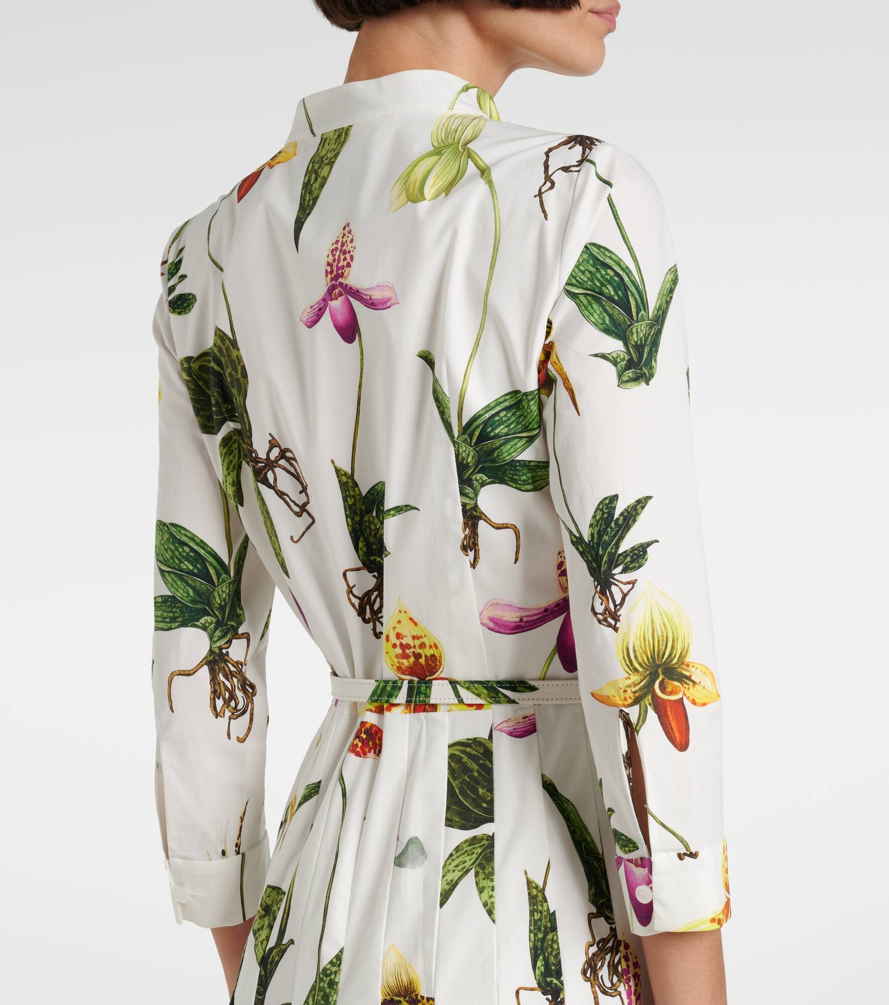 Floral pleated cotton-blend poplin midi dress - 6