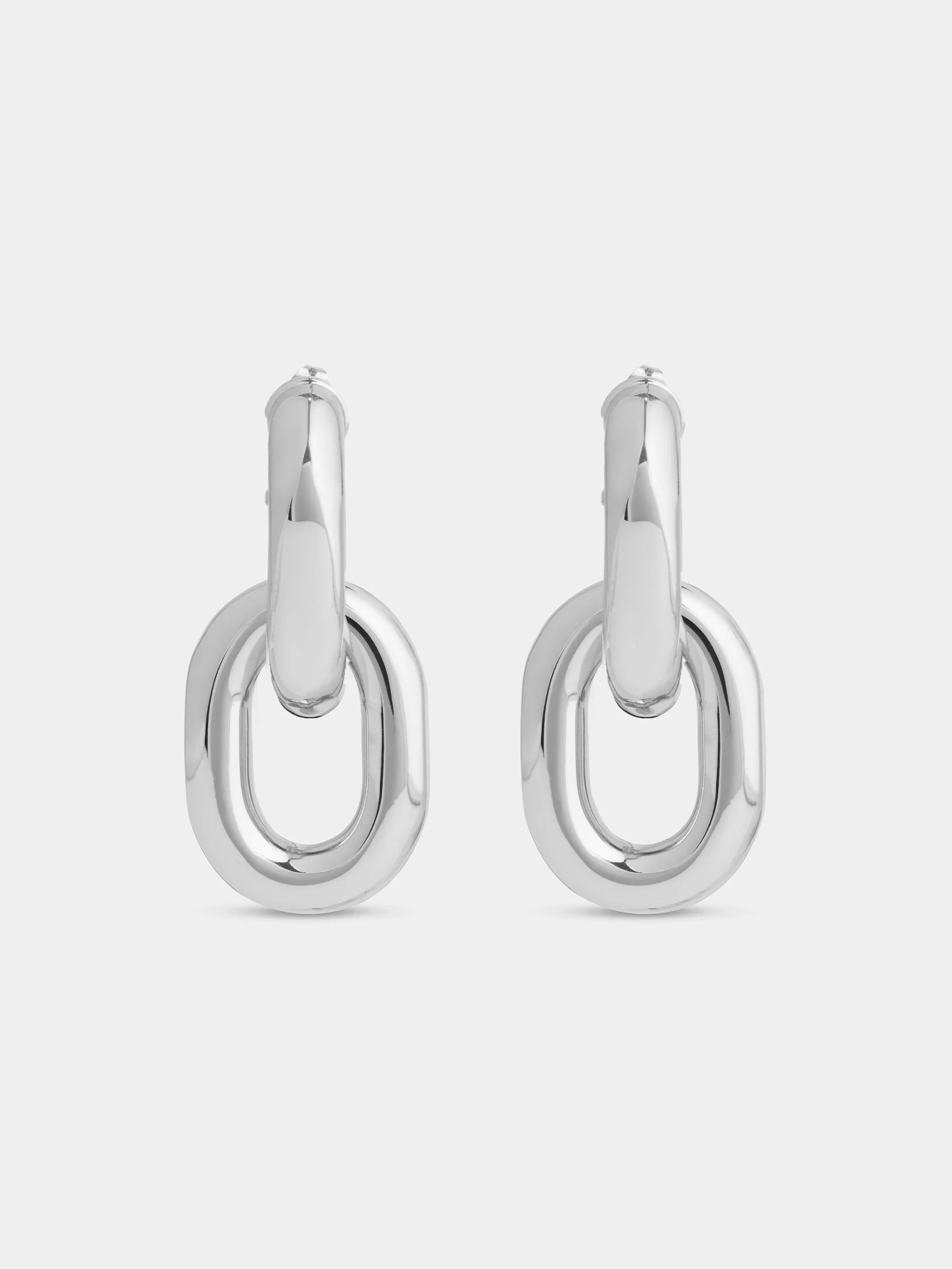 SILVER DOUBLE XL LINK EARRINGS - 1