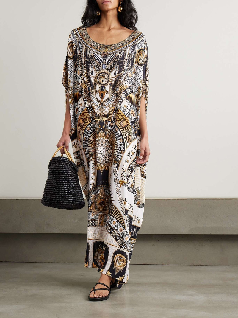 CAMILLA Temples of Dendara crystal-embellished printed silk-crepe kaftan Multi outlook