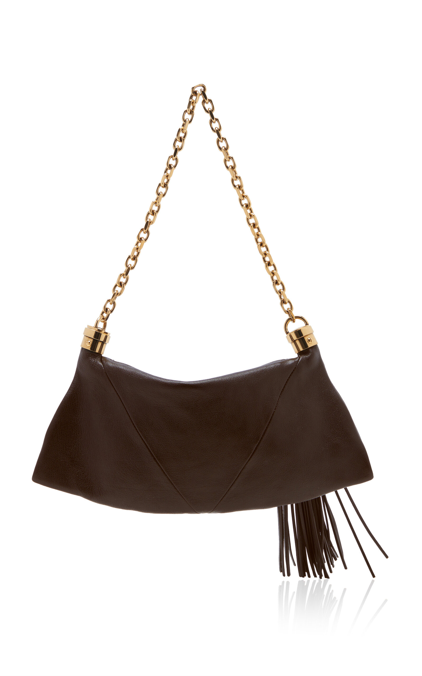 Tassel-Embellished Leather Foulard Bag brown - 4