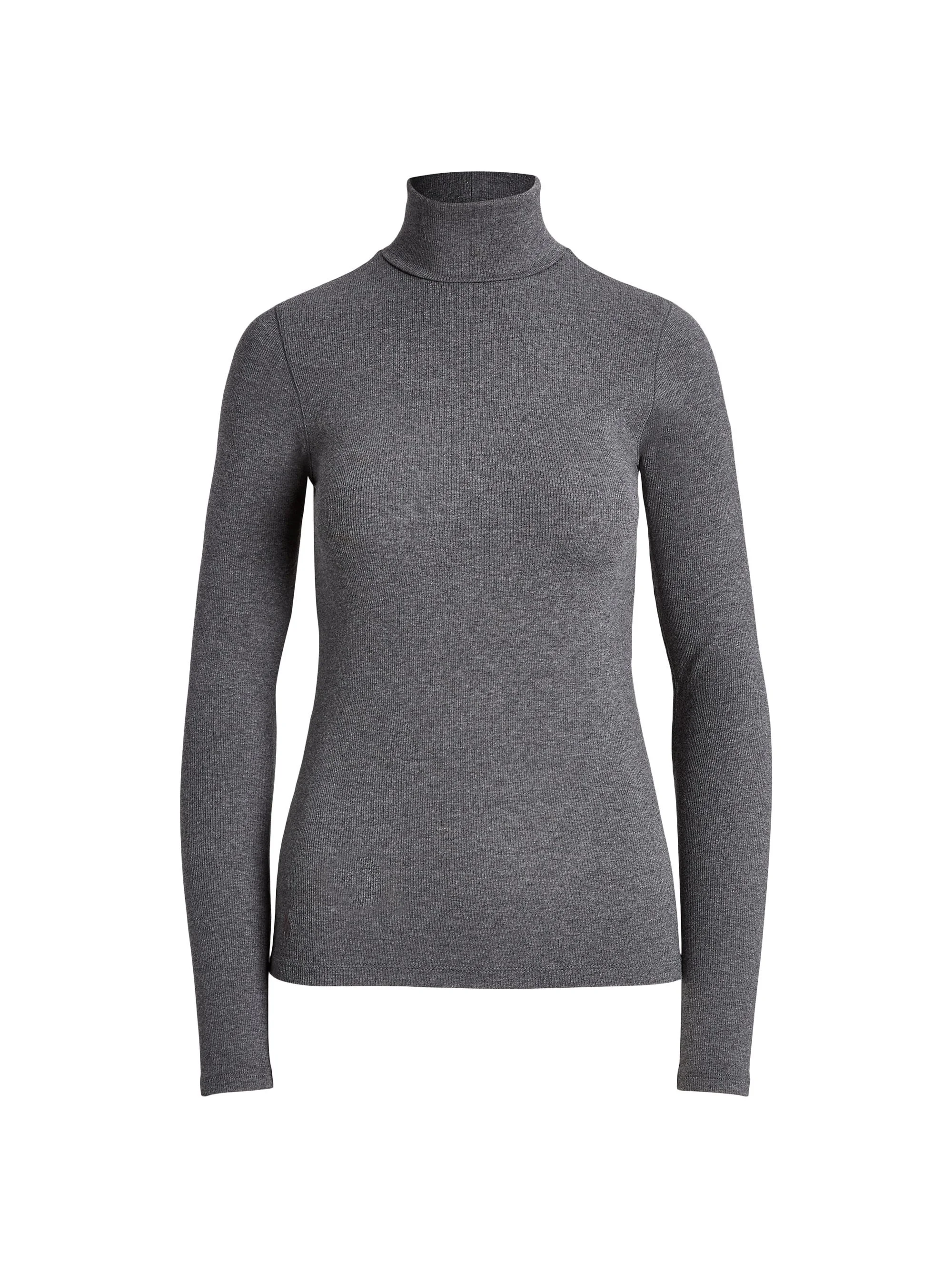Women's Stretch Rib-Knit Turtleneck Sweater - Medium Flannel Heather - 1