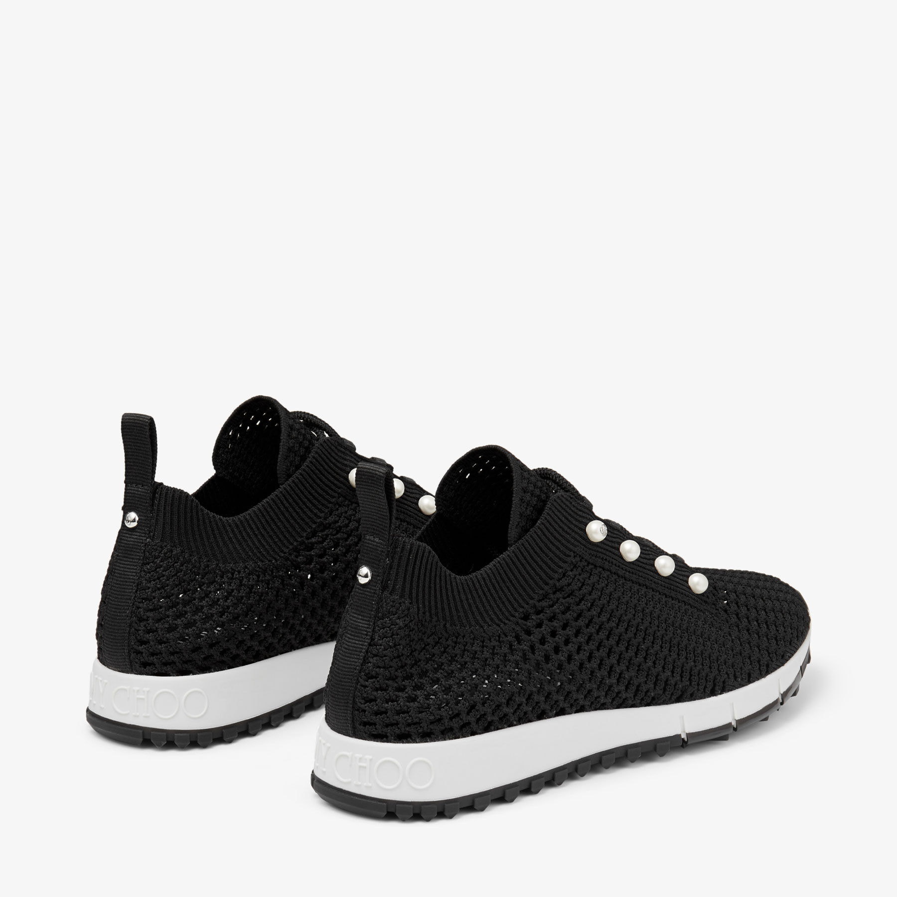 Veles
Black Crochet Knit Low-Top Trainers with Pearls - 6