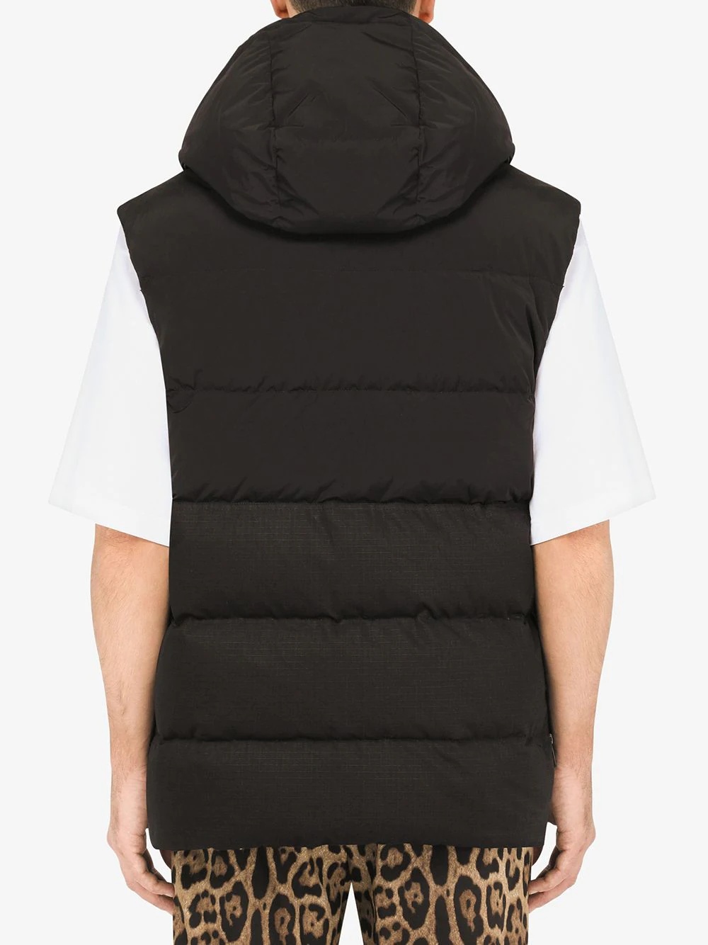 logo-plaque sleeveless hooded gilet - 4