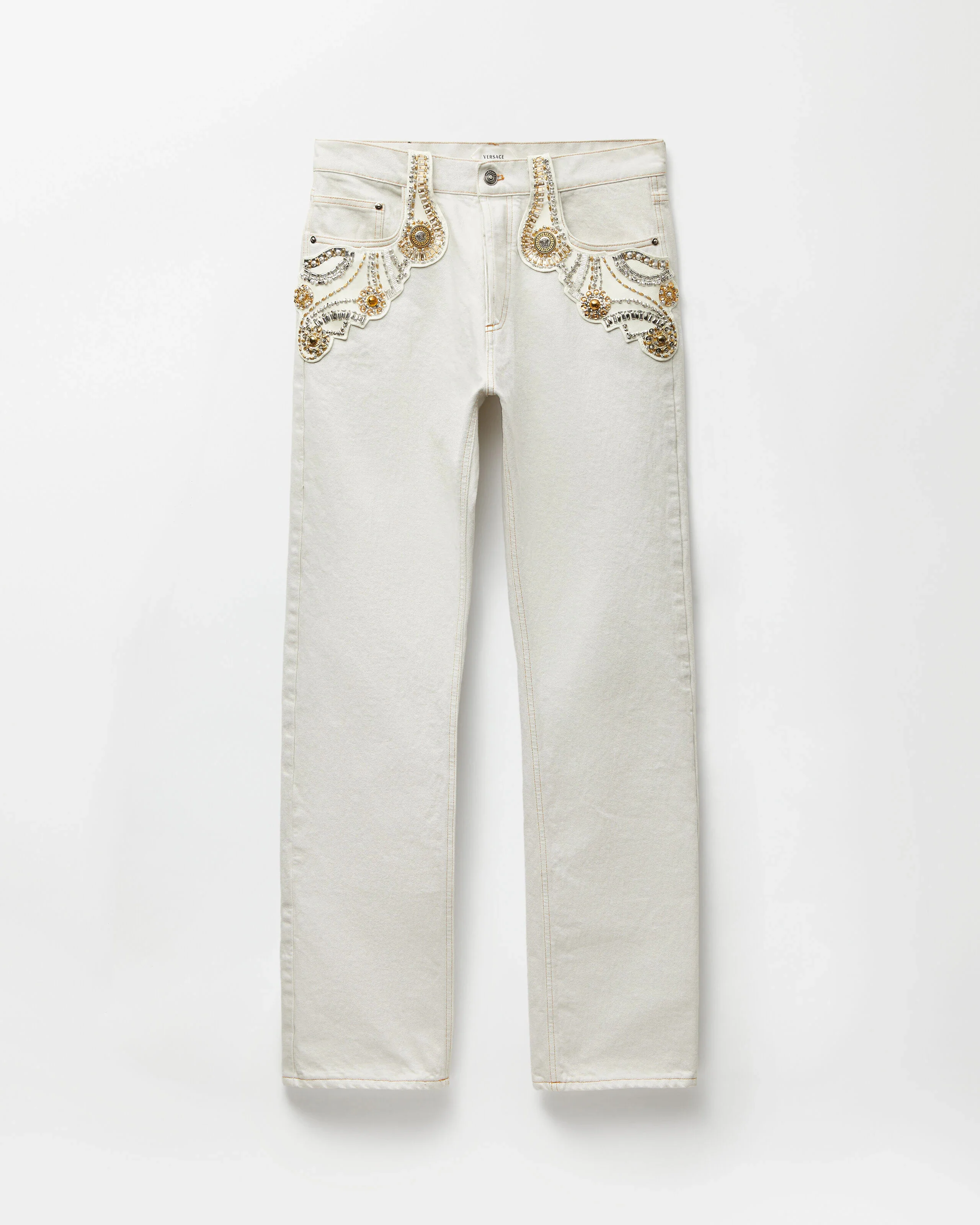 Embroidered Straight Jeans - 1
