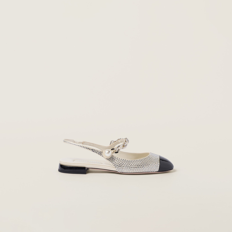 Satin slingback ballerinas with crystals 2