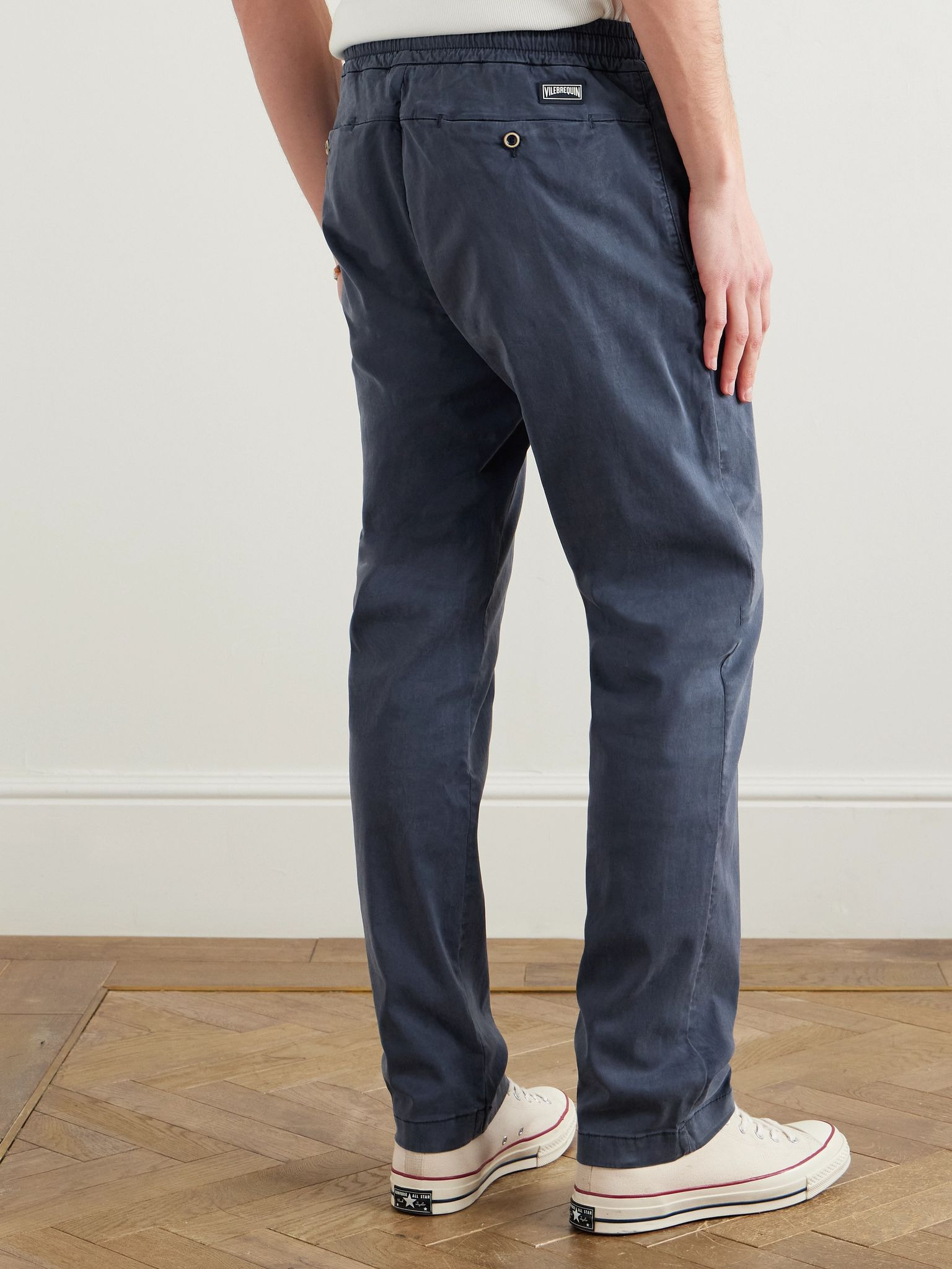 Clemence Slim-Fit Straight-Leg TENCEL™ Lyocell-Blend Drawstring Trousers Blue - 4
