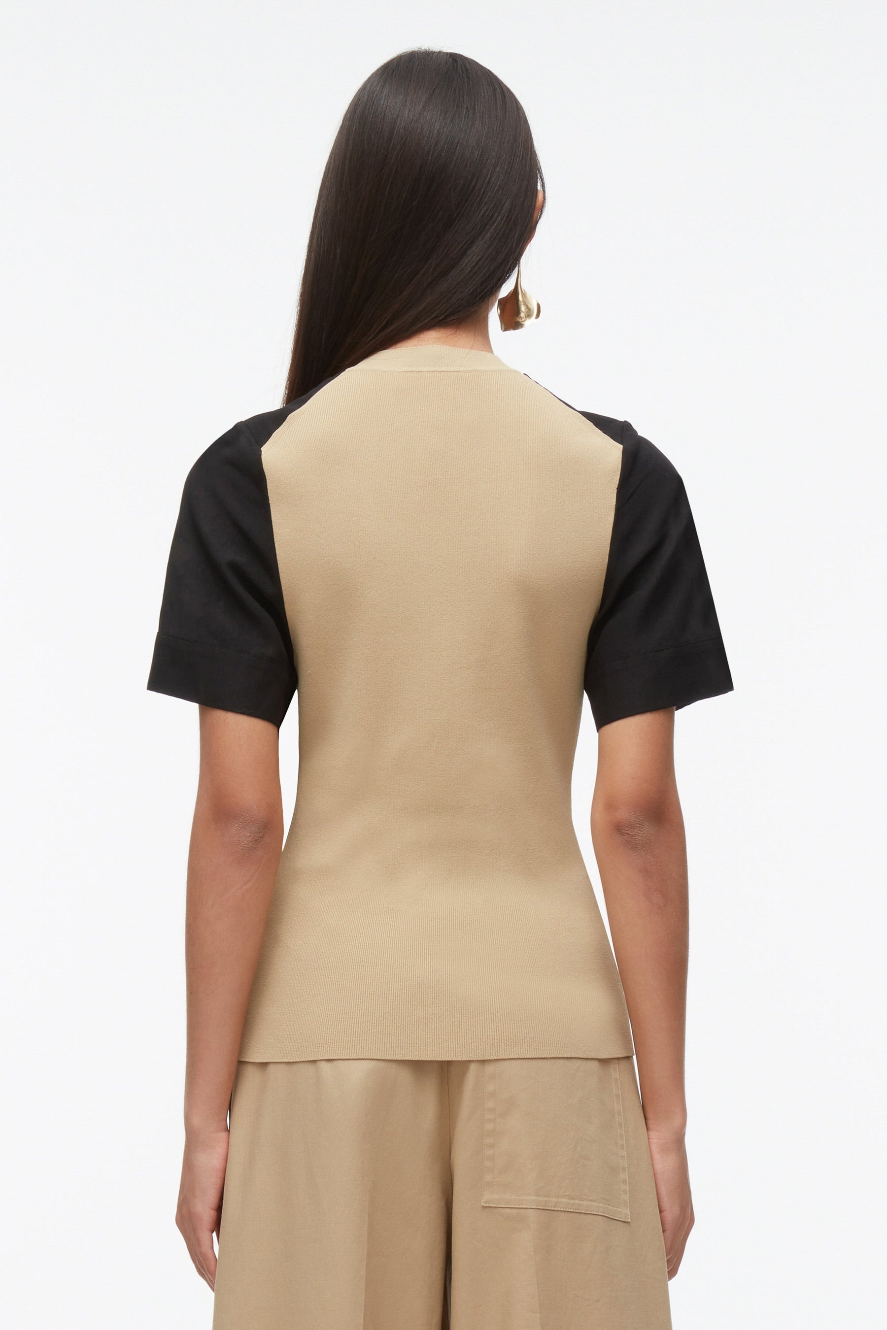 Compact Rib Top with Contrast Sleeves - 4