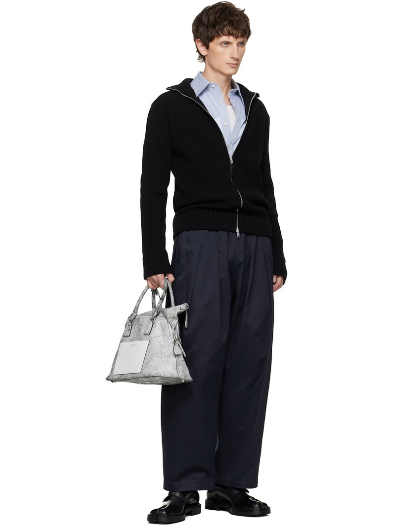 Maison Margiela Black & Silver Tabi County Loafers outlook