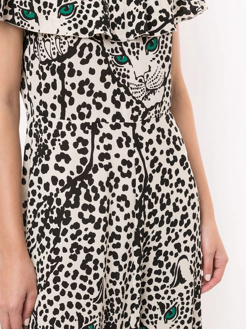 ruffle detail leopard print dress - 5