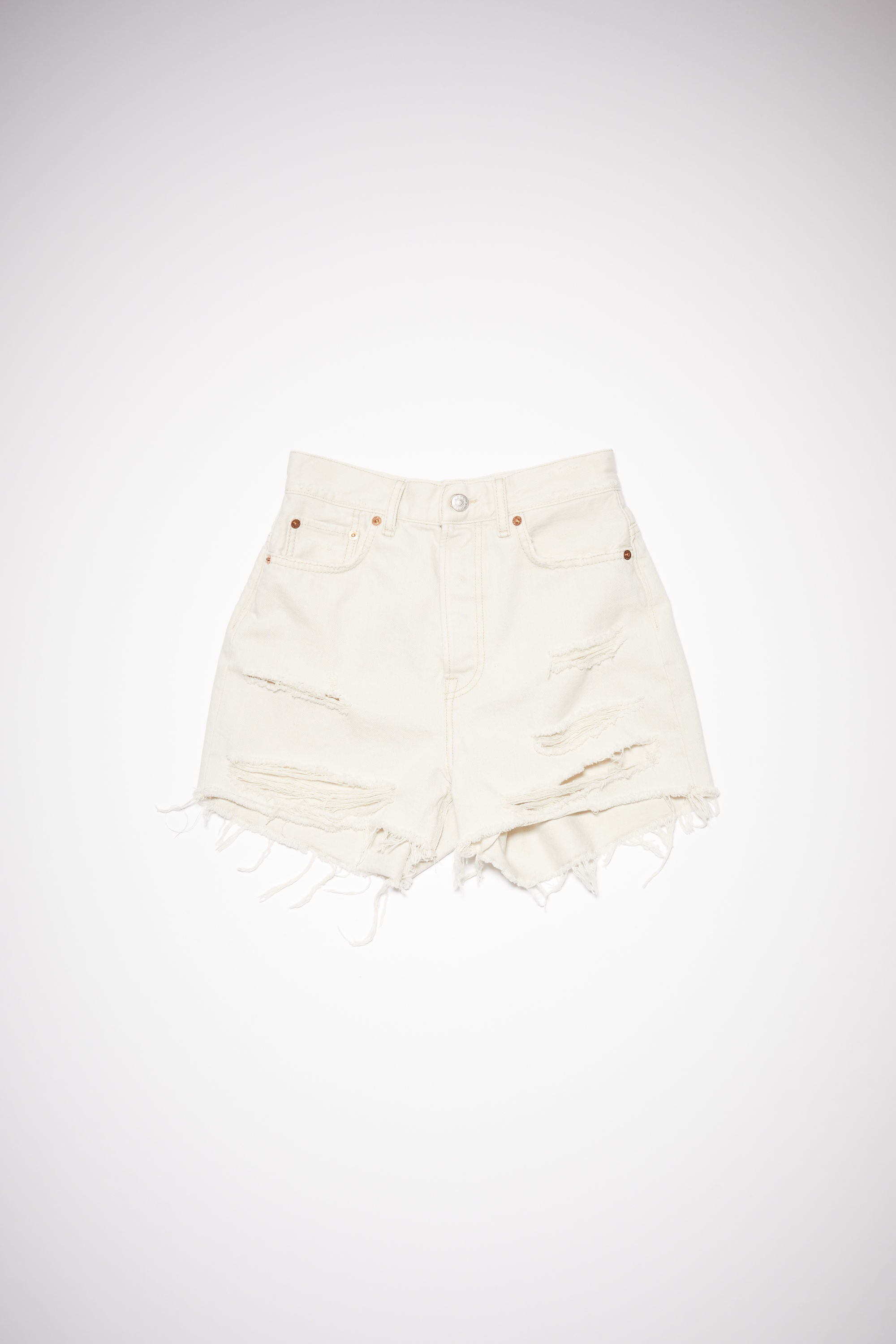 Distressed denim shorts - White - 7