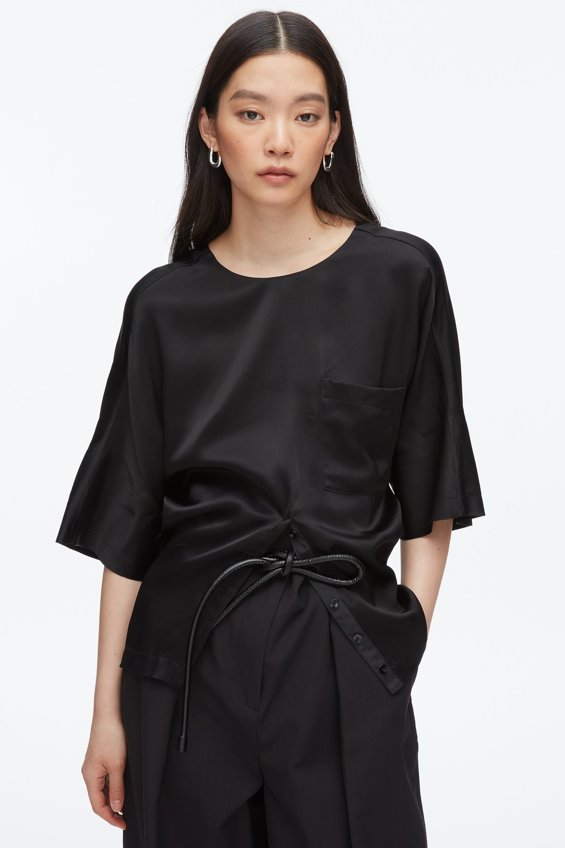 Short Sleeve Top with Button Placket - 6