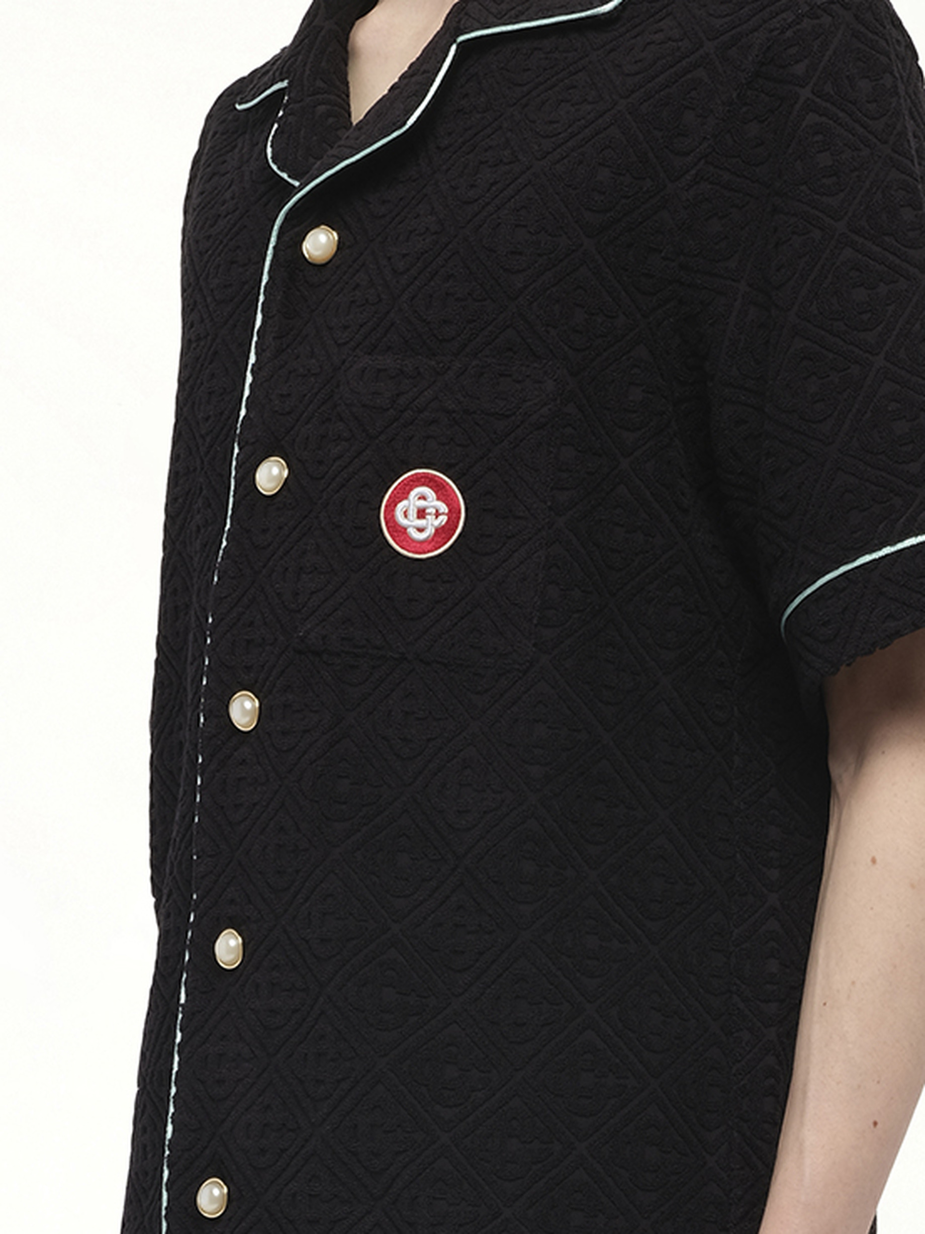 Towelling Monogram Shirt in Black - 3