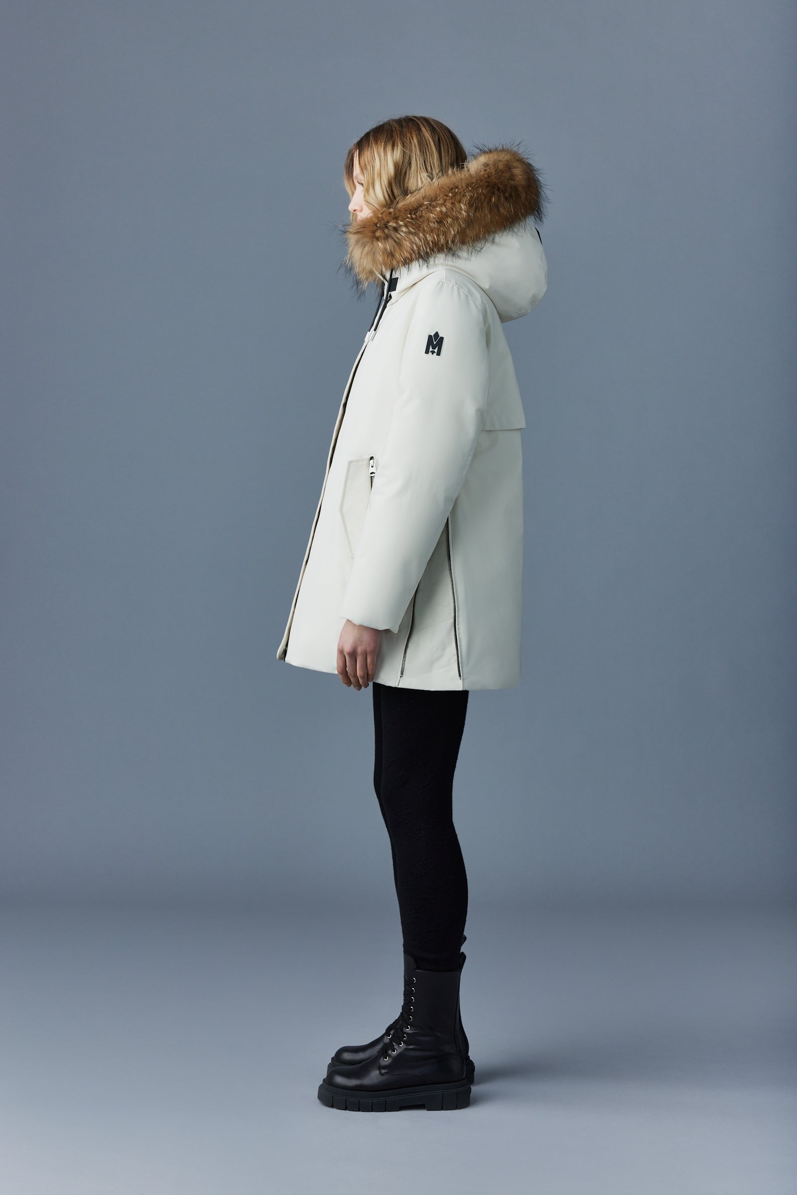 KINSLEE 2-in-1 oversized down parka with bib and natural fur - 3