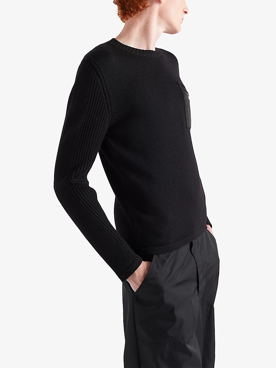 Brand-plaque patch-pocket wool jumper - 3
